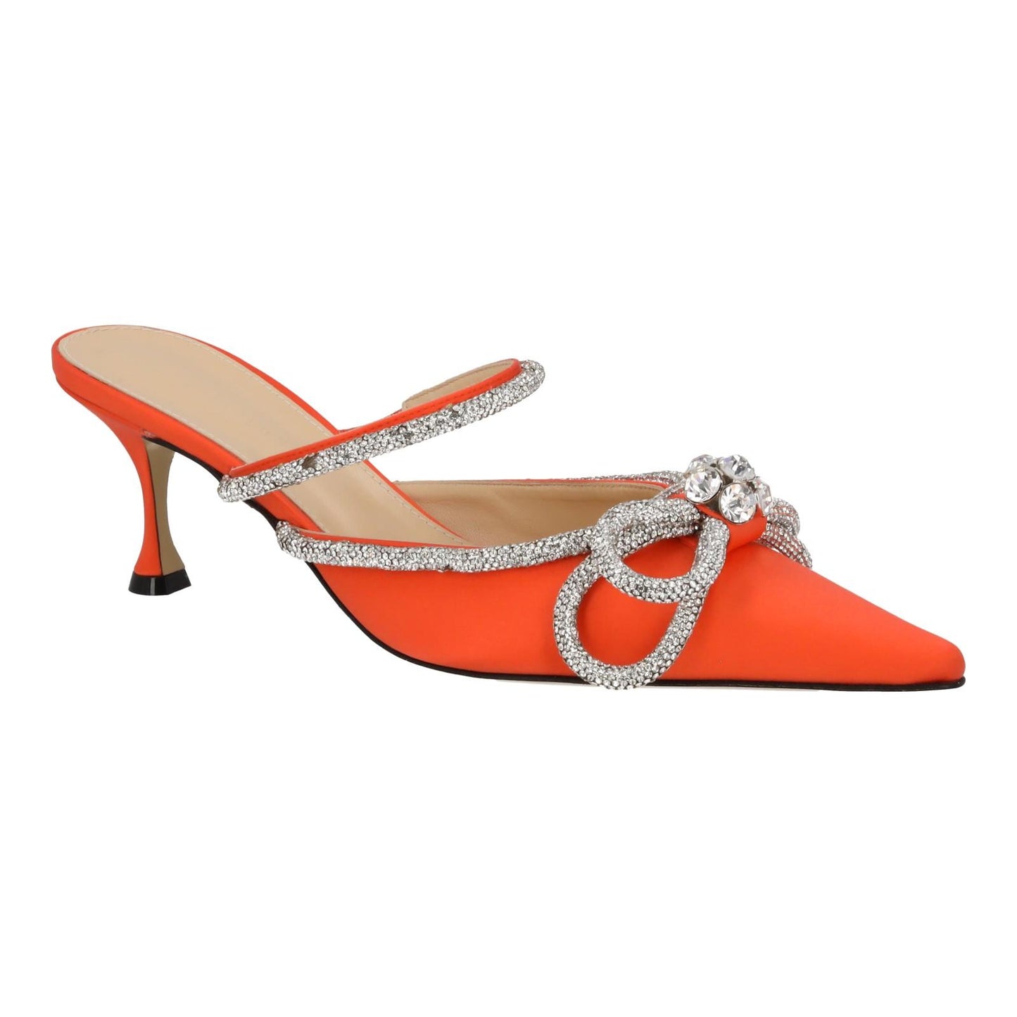 MACH & MACH Double Bow Shoes 65 High Heel Satin Pump Orange EU39 UK6 NEW RRP820