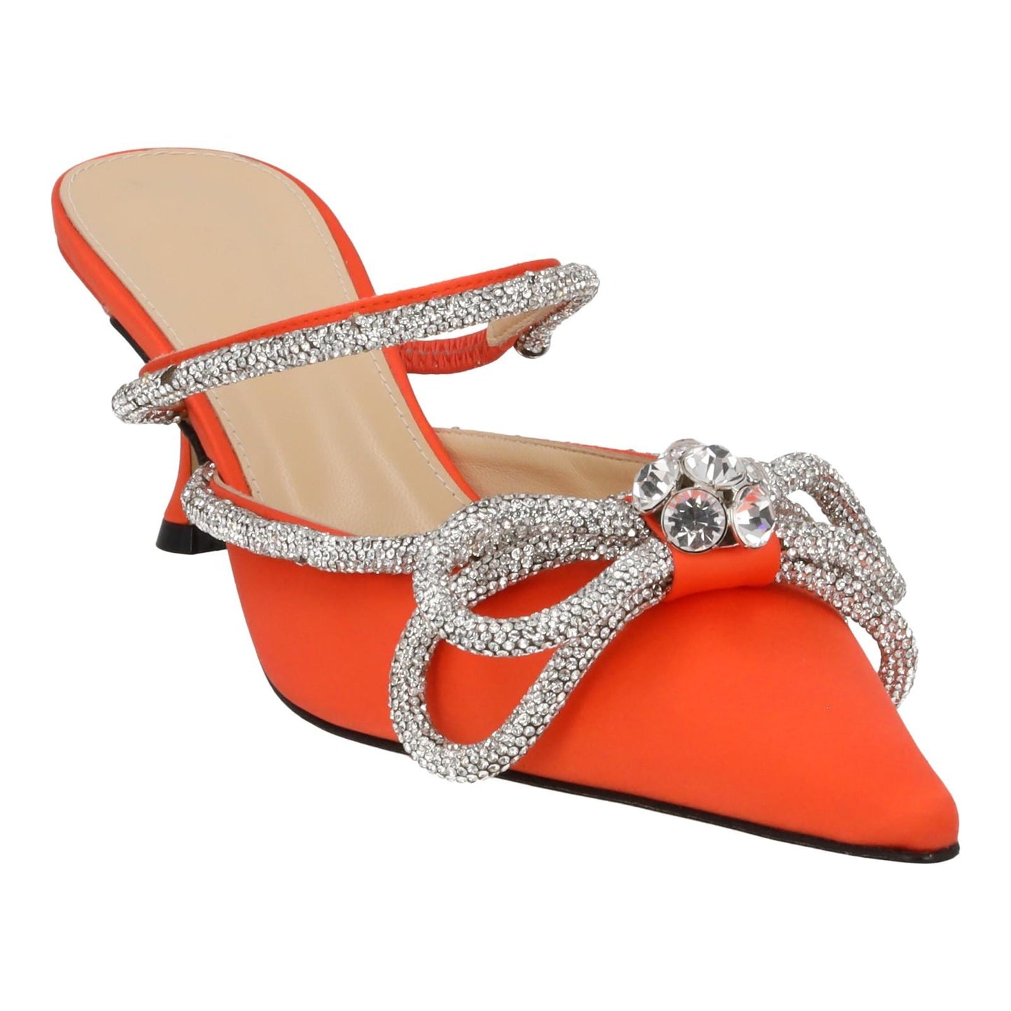MACH & MACH Double Bow Shoes 65 High Heel Satin Pump Orange EU39 UK6 NEW RRP820