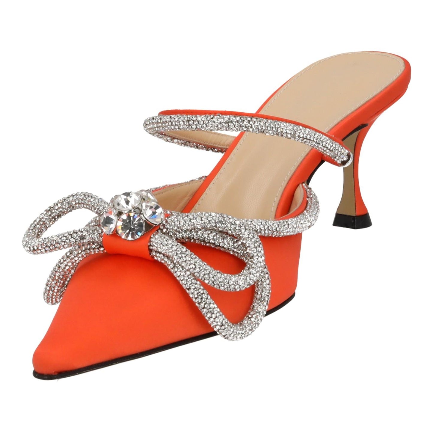 MACH & MACH Double Bow Shoes 65 High Heel Satin Pump Orange EU39 UK6 NEW RRP820