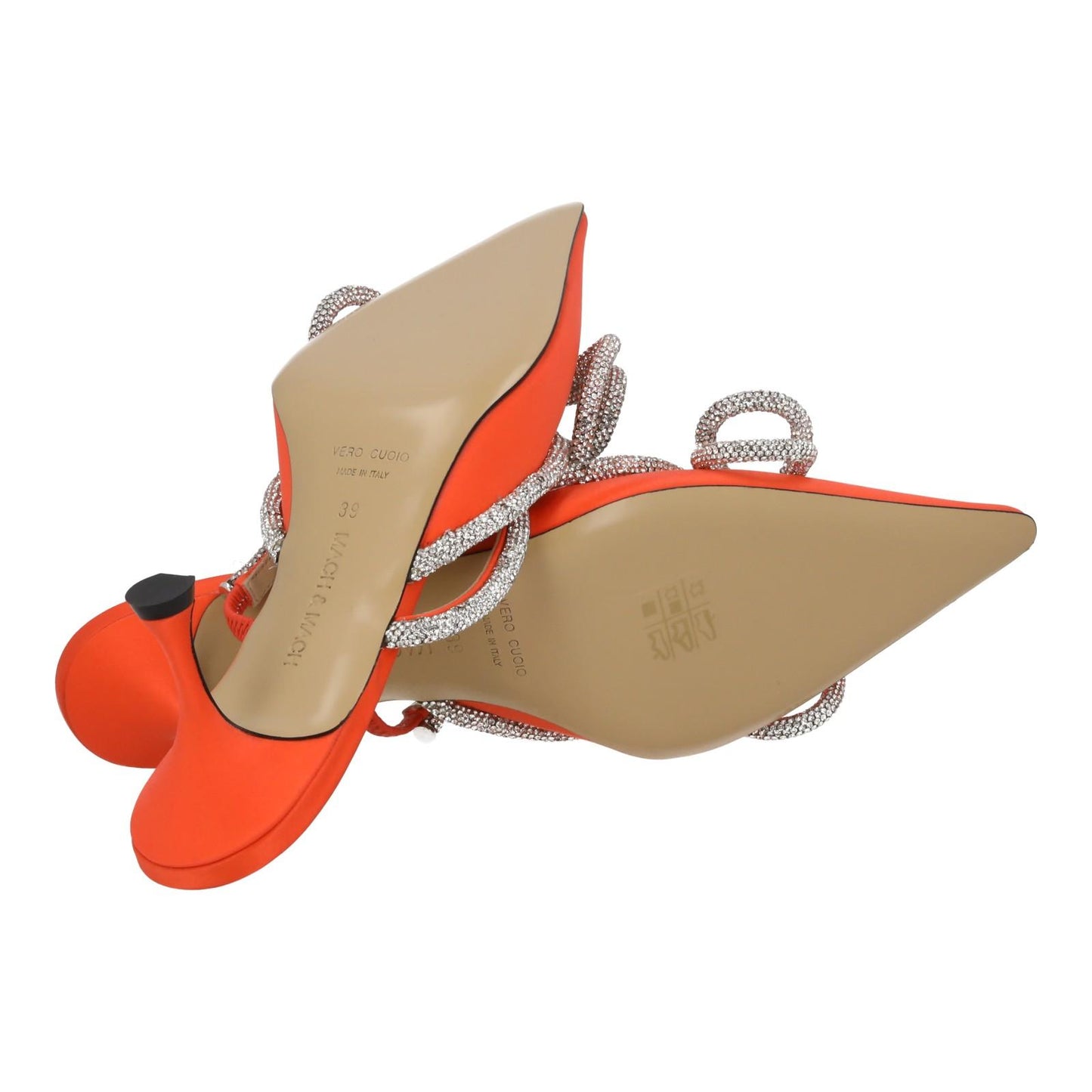 MACH & MACH Double Bow Shoes 65 High Heel Satin Pump Orange EU39 UK6 NEW RRP820