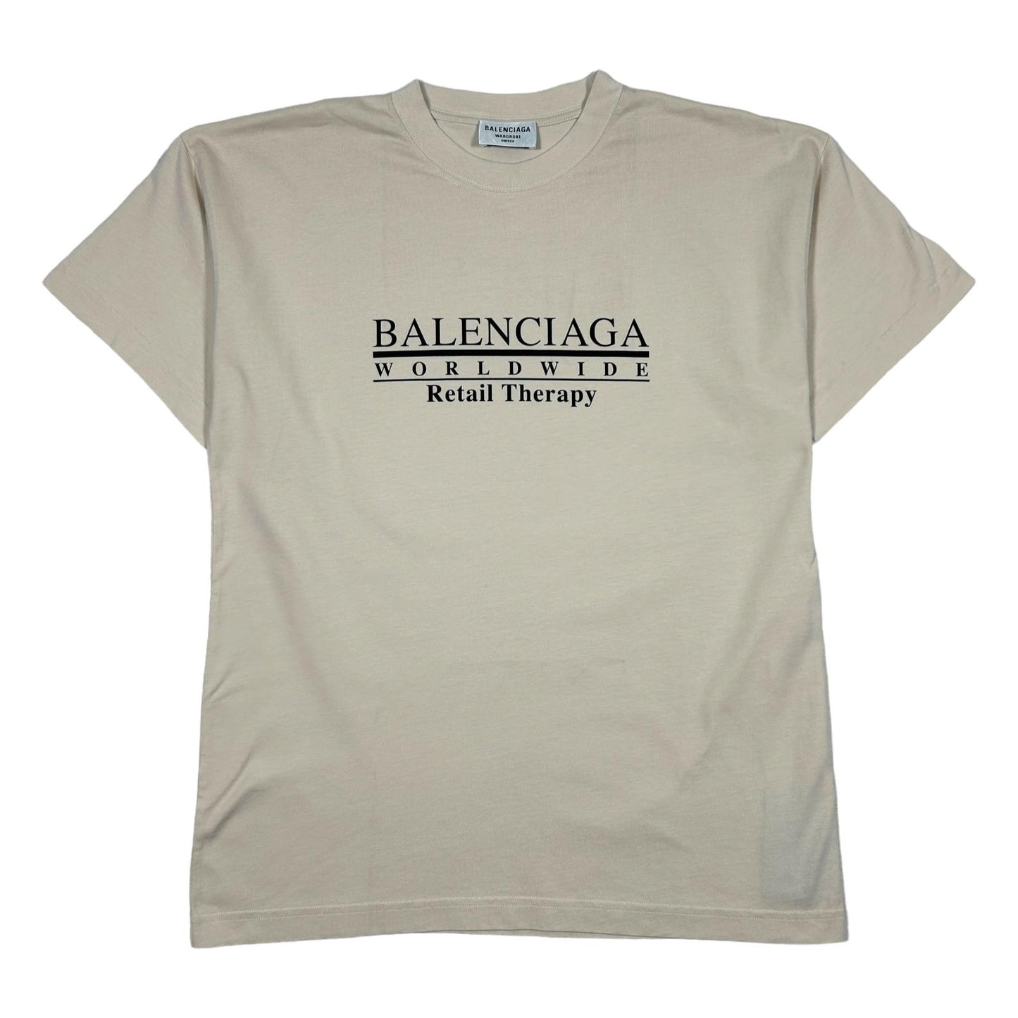 BALENCIAGA Cotton Retail Therapy Beige T-Shirt Size S NEW RRP 395