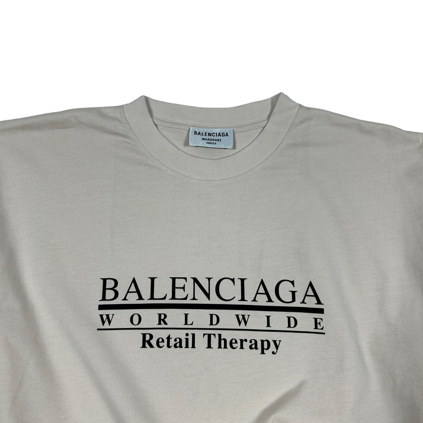 BALENCIAGA Cotton Retail Therapy Beige T-Shirt Size S NEW RRP 395