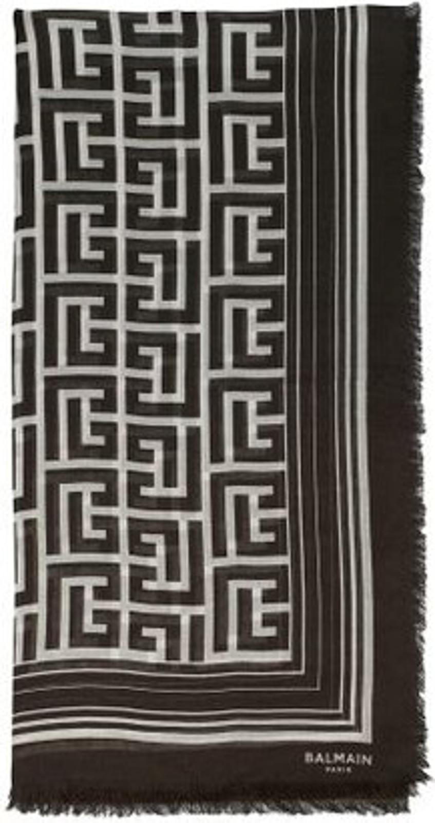 BALMAIN Ladies Black & White Modal Reversible Monogram Scarf One Size RRP395 NEW