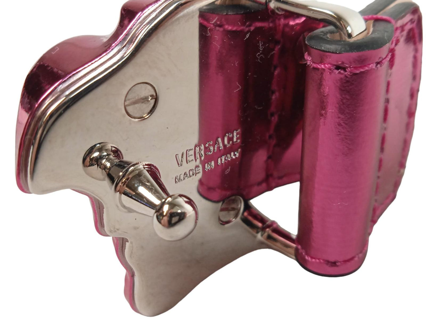 VERSACE Ladies Metallic Pink Leather Medusa Buckle Adjustable Belt 75 RRP370 NEW