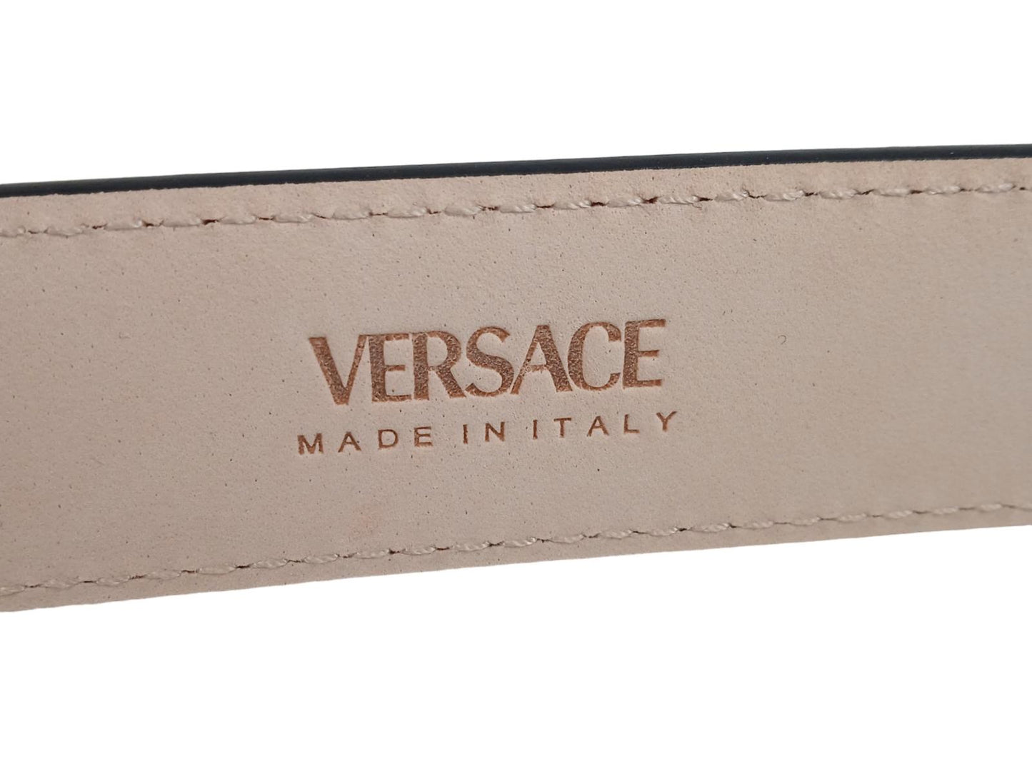 VERSACE Ladies Metallic Pink Leather Medusa Buckle Adjustable Belt 75 RRP370 NEW