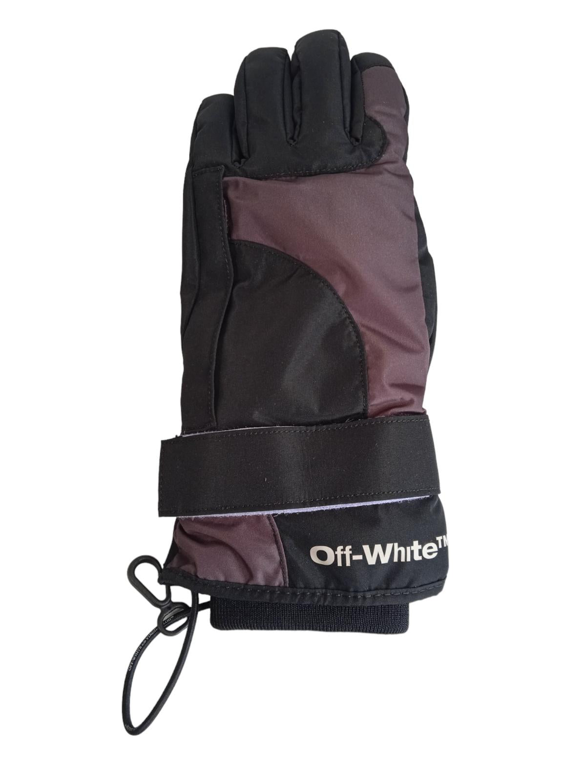 OFF-WHITE Ladies Black & Grey Organic Seams Ski Gloves OS RRP555 NEW