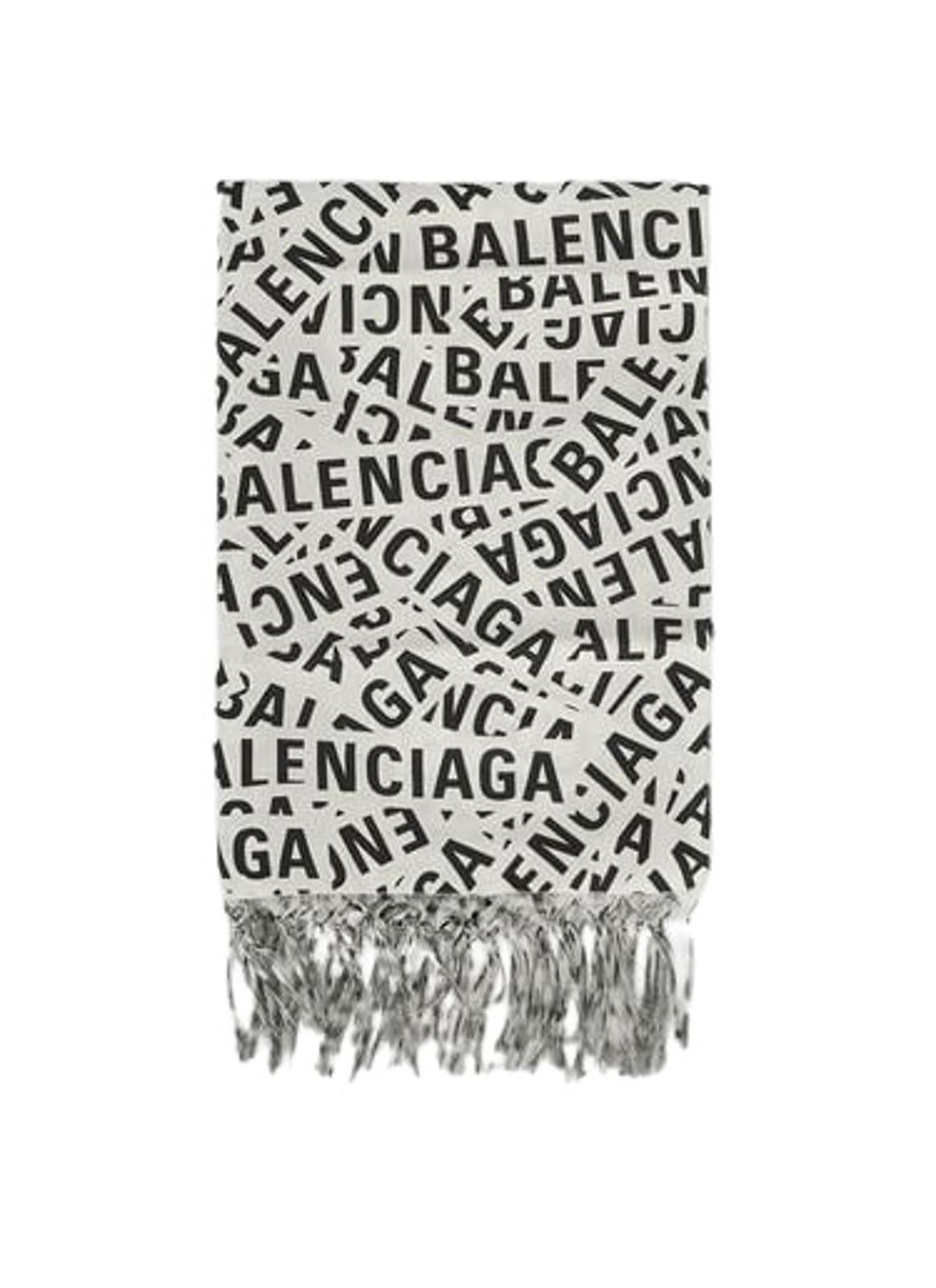 BALENCIAGA Ladies White & Black Silk Blend Logo Print AD Stripes OS RRP495 NEW