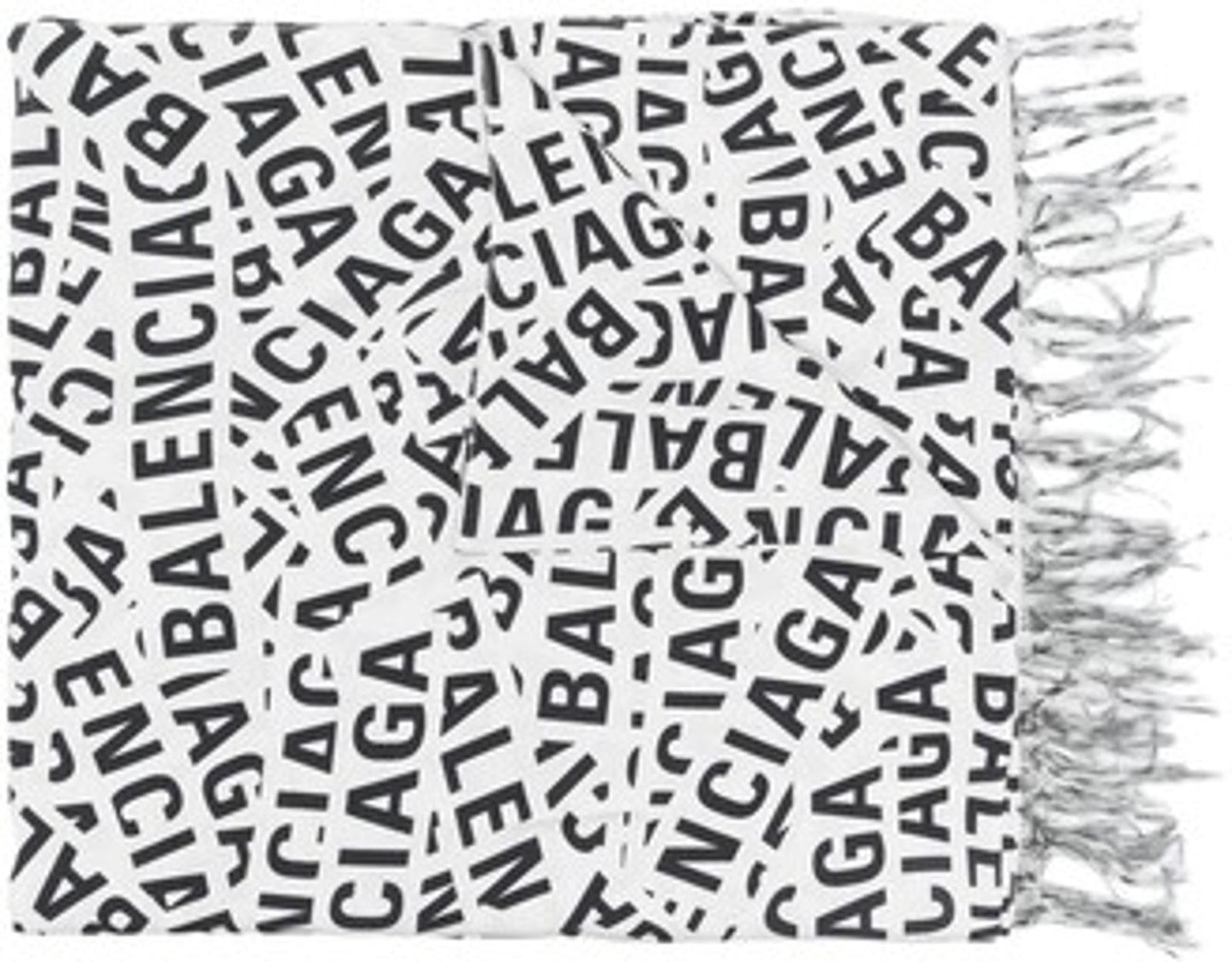 BALENCIAGA Ladies White & Black Silk Blend Logo Print AD Stripes OS RRP495 NEW