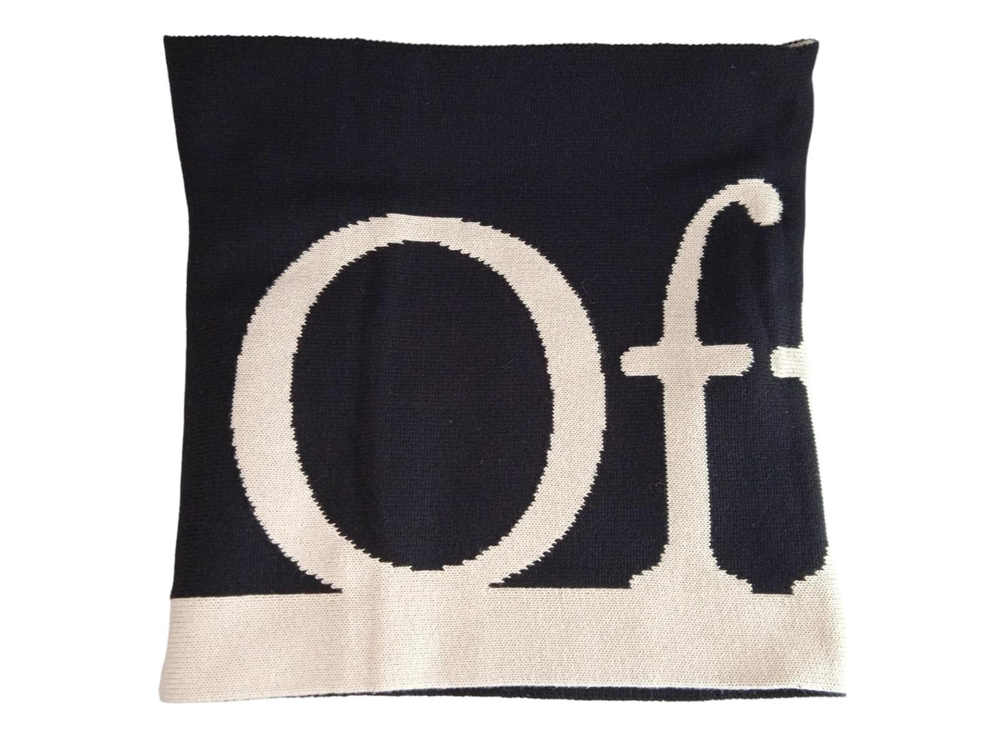 OFF-WHITE Black & White Ribbed Knit Bookish Logo Scarf One Size RRP345 NEW