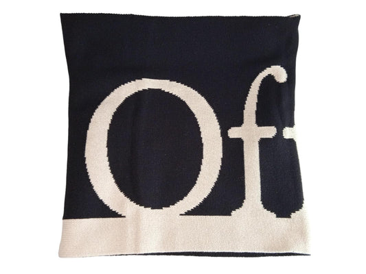 OFF-WHITE Black & White Ribbed Knit Bookish Logo Scarf One Size RRP345 NEW