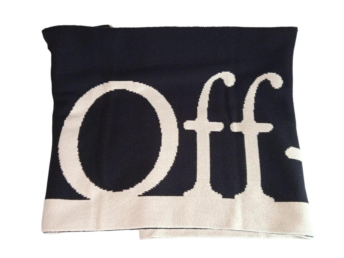 OFF-WHITE Black & White Ribbed Knit Bookish Logo Scarf One Size RRP345 NEW