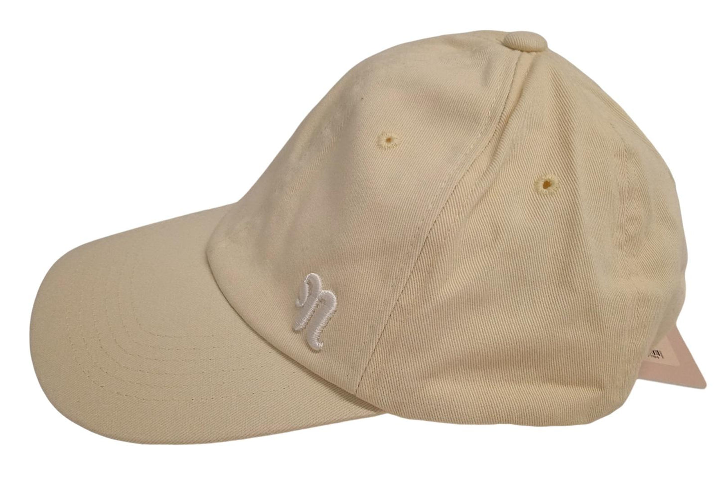 NANUSHKA Amoy Symbol Cap Baseball Hat Organic Cotton Twill Cream OS NEW RRP85