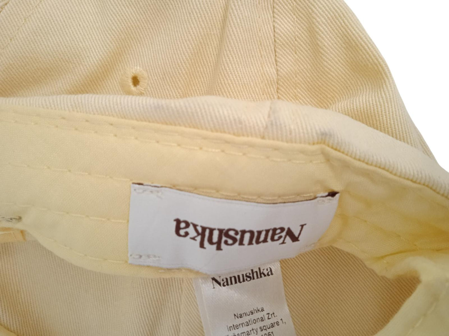 NANUSHKA Amoy Symbol Cap Baseball Hat Organic Cotton Twill Cream OS NEW RRP85