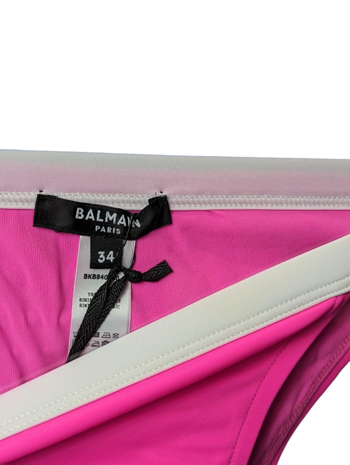 BALMAIN Pink Bikini Sets Triangle Logo Front Clasp w/White Trim UK6 NEW RRP 315