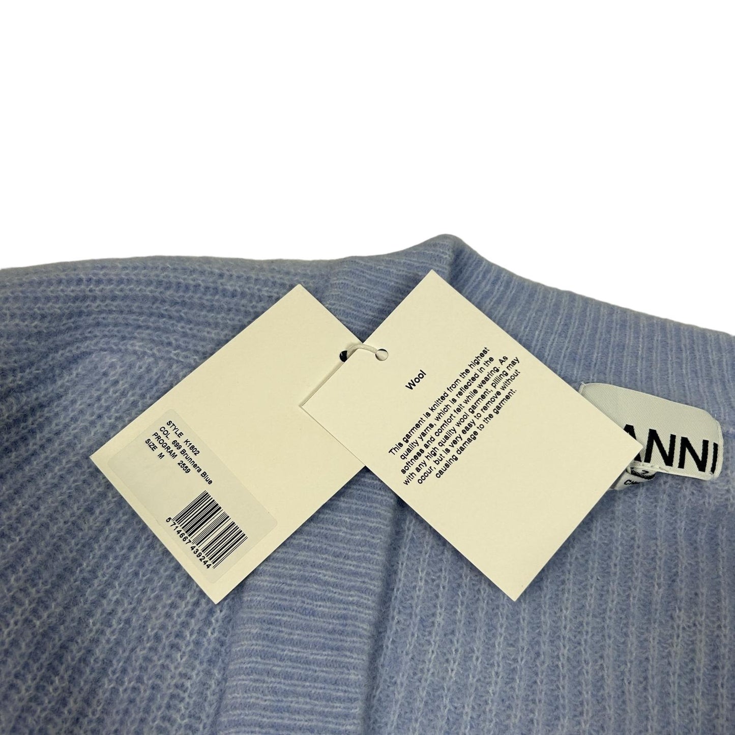 GANNI Blue Wool Knitwear Cardigan Size M NEW RRP 275