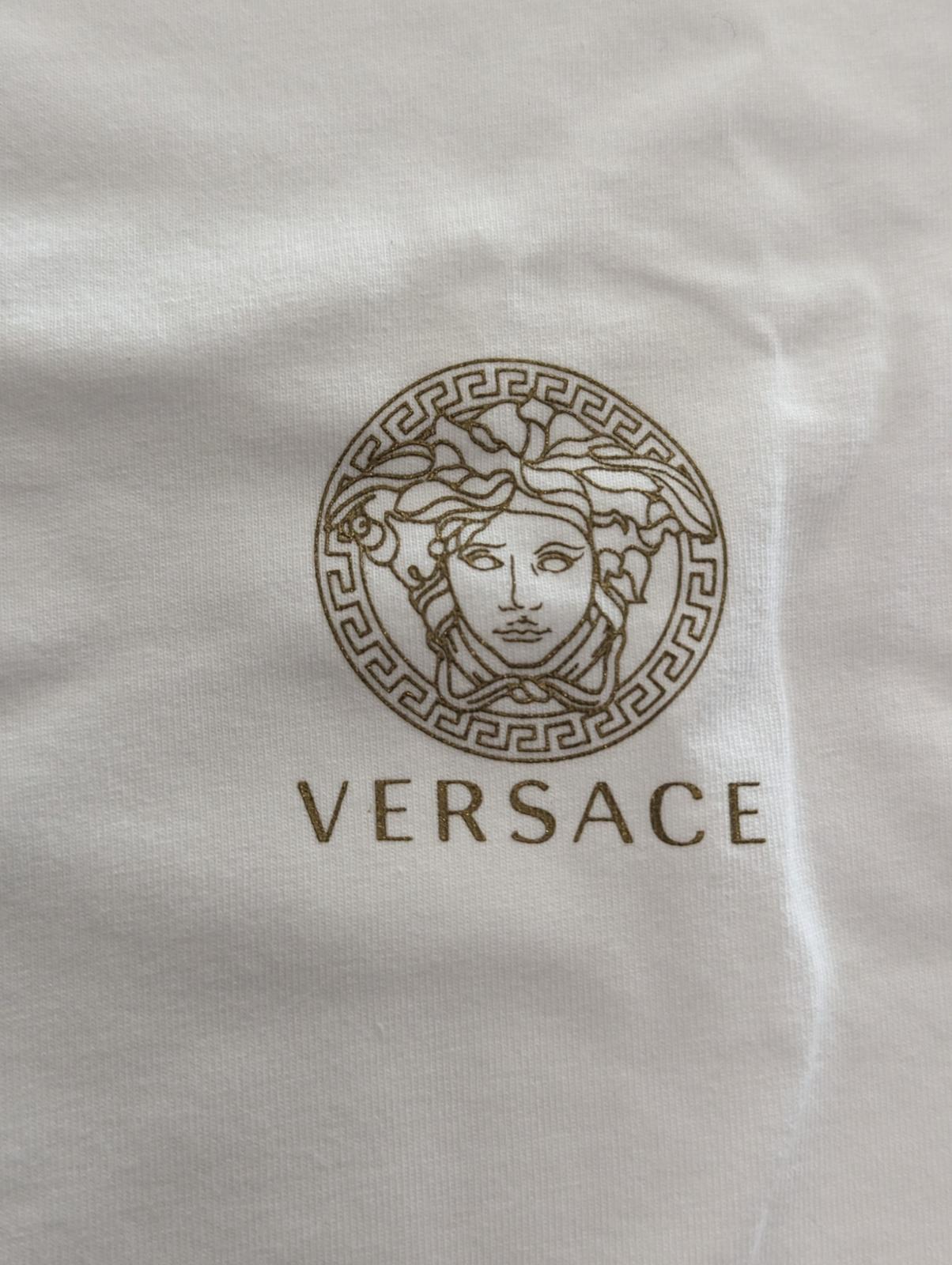 VERSACE Basic T-Shirt Cotton Small Logo Medusa Tee White XL NEW RRP 75