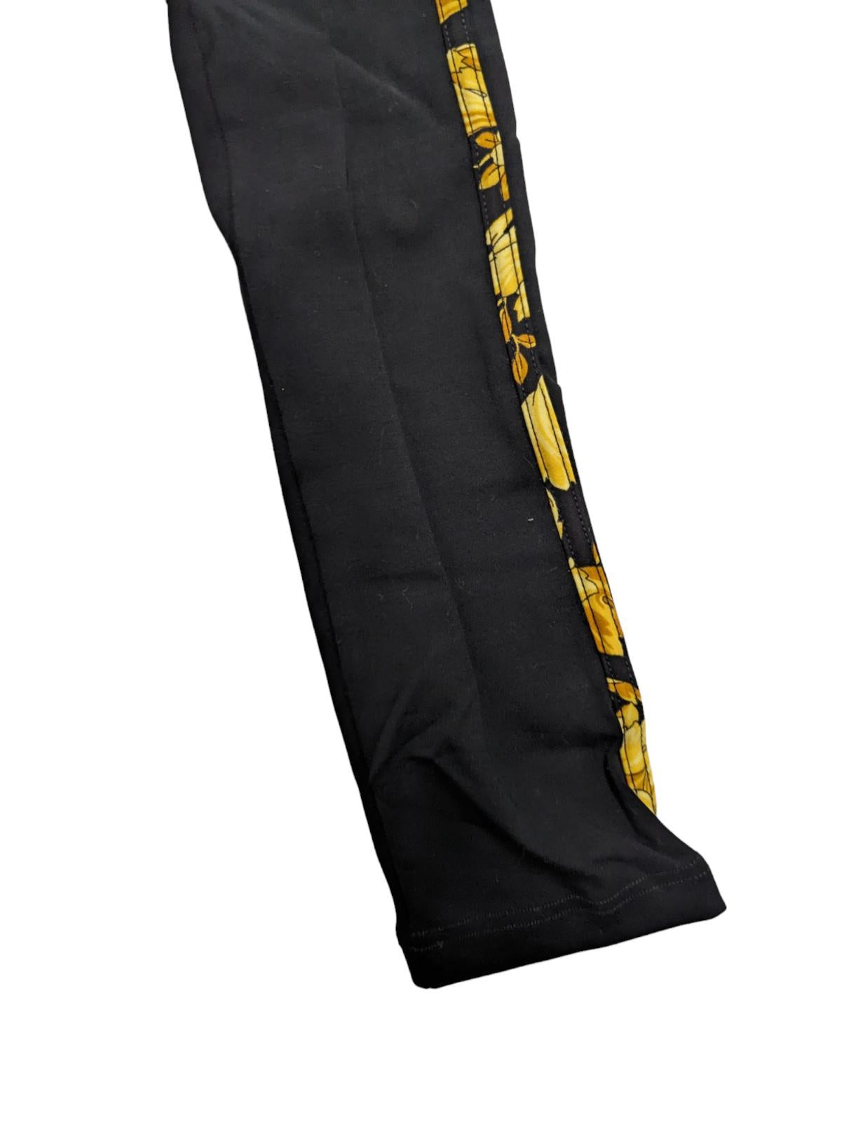 VERSACE Leggings Trousers Black Side Line Piping Yellow Bottoms XS NEW RRP 365