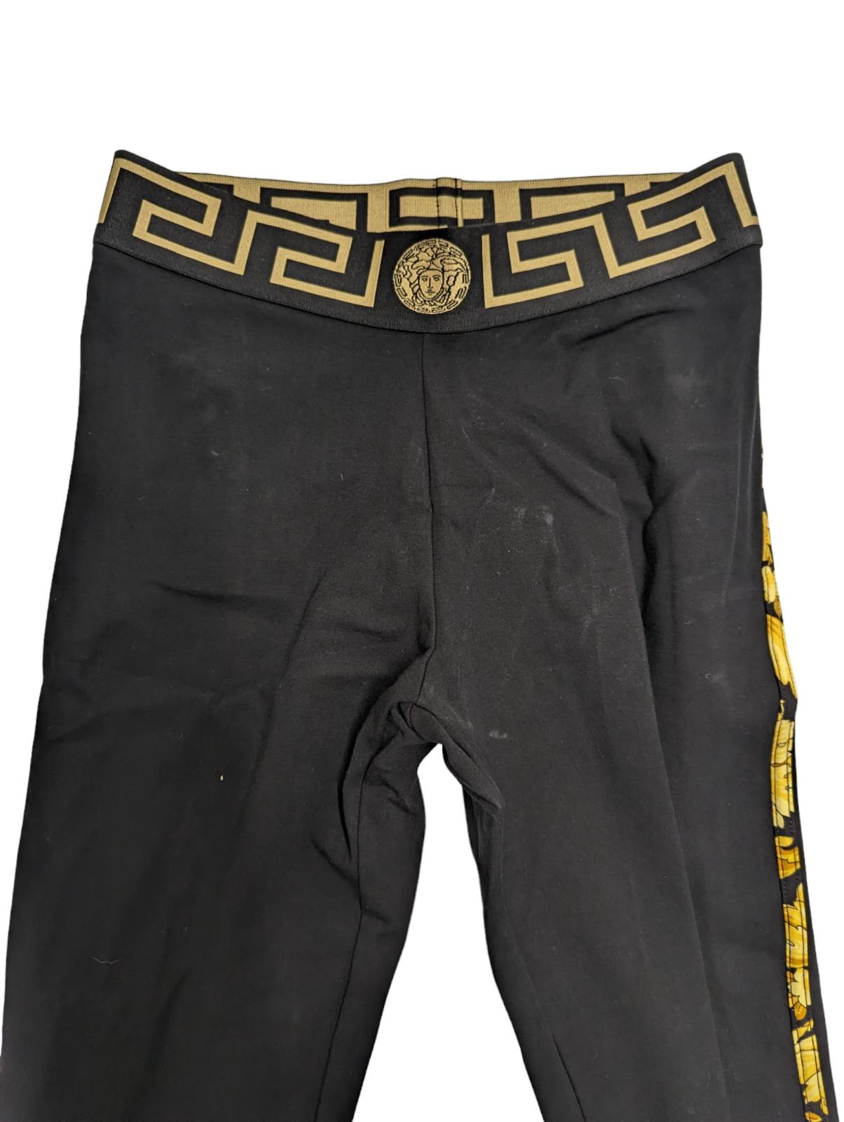 VERSACE Leggings Trousers Black Side Line Piping Yellow Bottoms XS NEW RRP 365