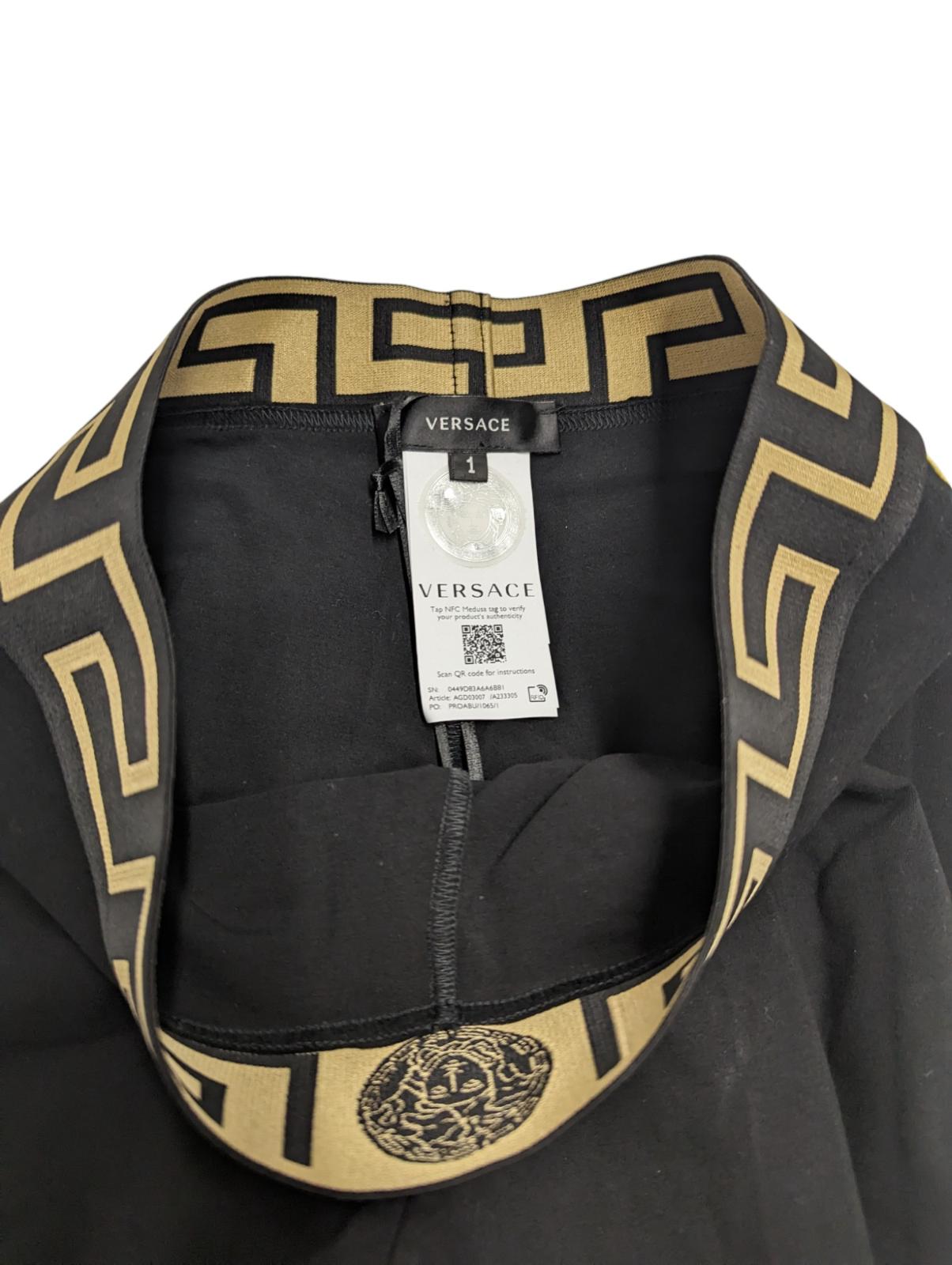 VERSACE Leggings Trousers Black Side Line Piping Yellow Bottoms XS NEW RRP 365