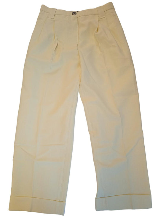 GANNI High Waisted Tailored Pants Zip Fly Pale Banana EU40 UK12 NEW RRP265
