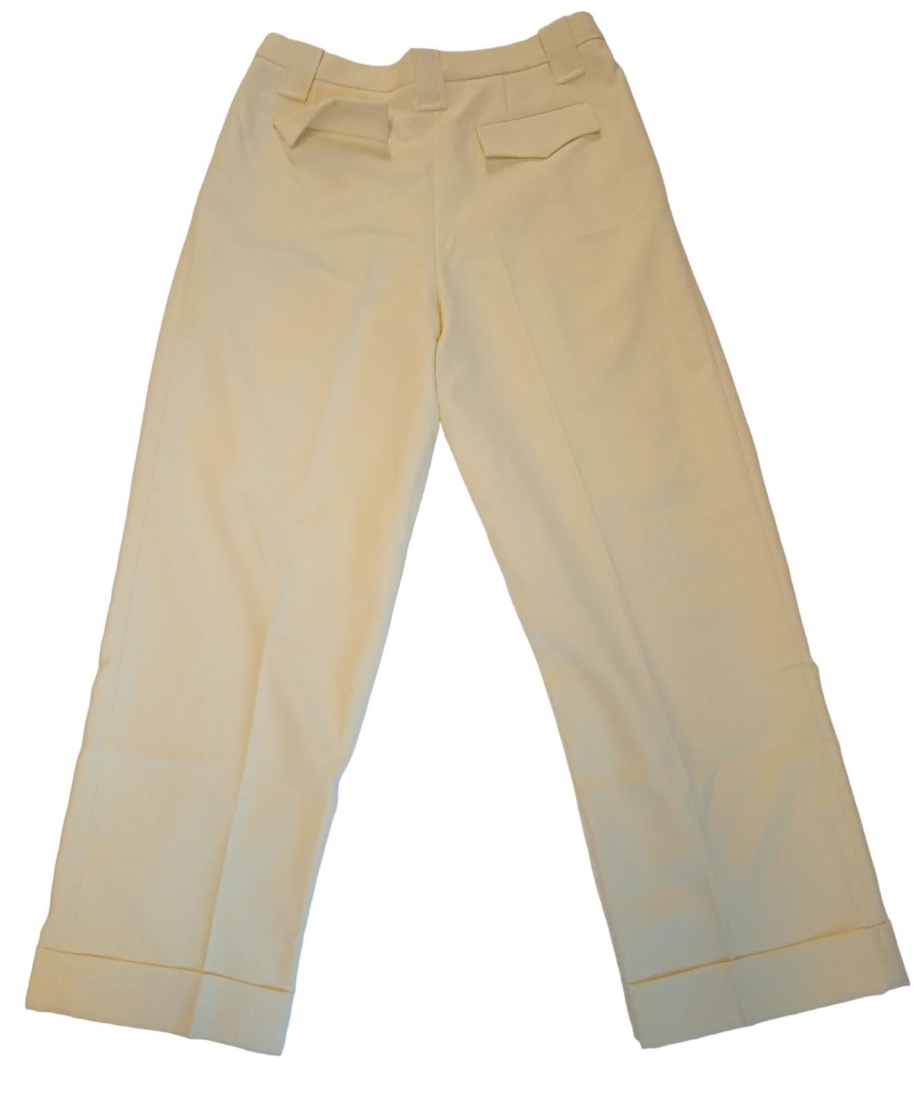 GANNI High Waisted Tailored Pants Zip Fly Pale Banana EU40 UK12 NEW RRP265