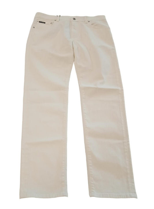 DOLCE & GABBANA Slim Fit Jeans White Denim w Plaque Men's W32 L30 NEW RRP 475