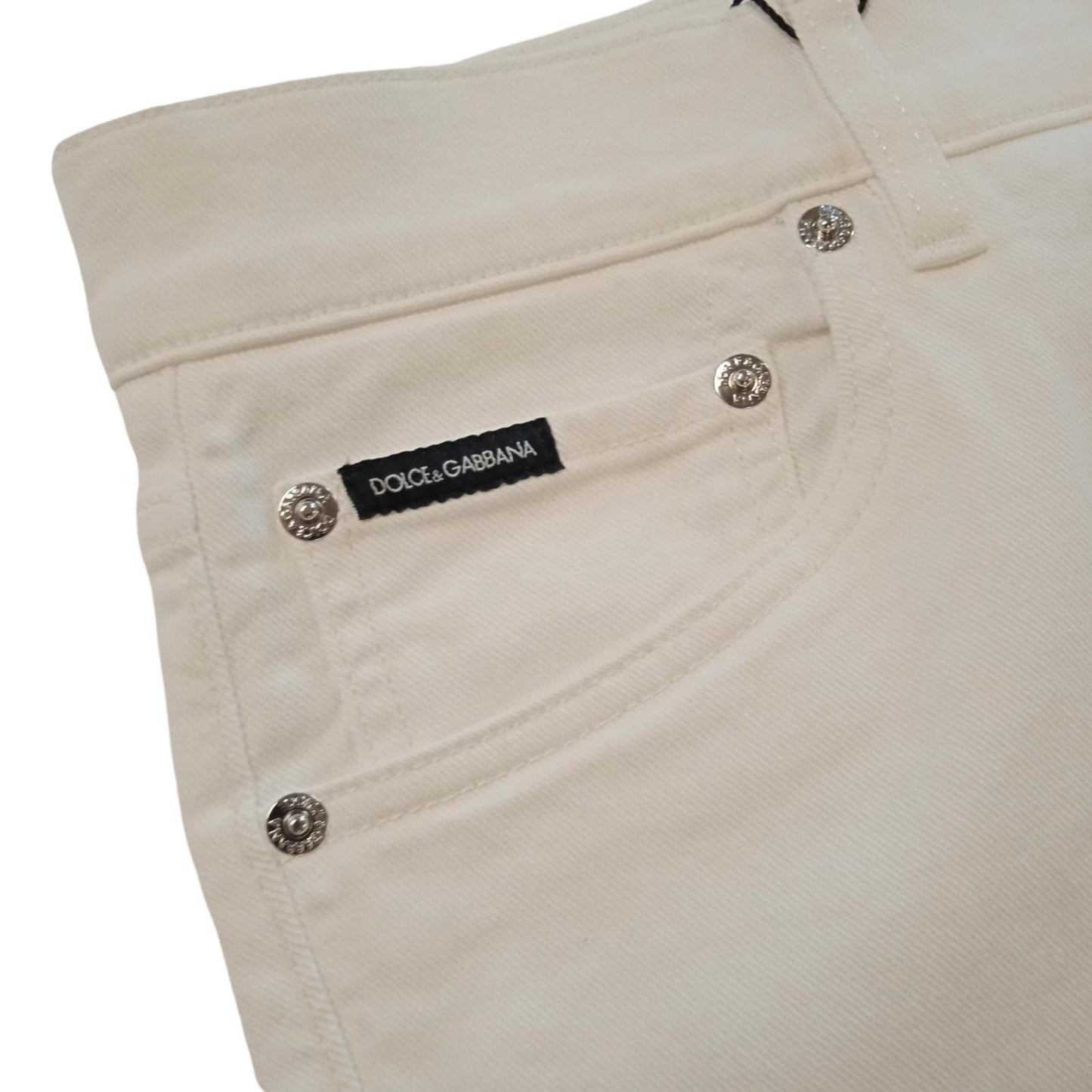 DOLCE & GABBANA Slim Fit Jeans White Denim w Plaque Men's W32 L30 NEW RRP 475