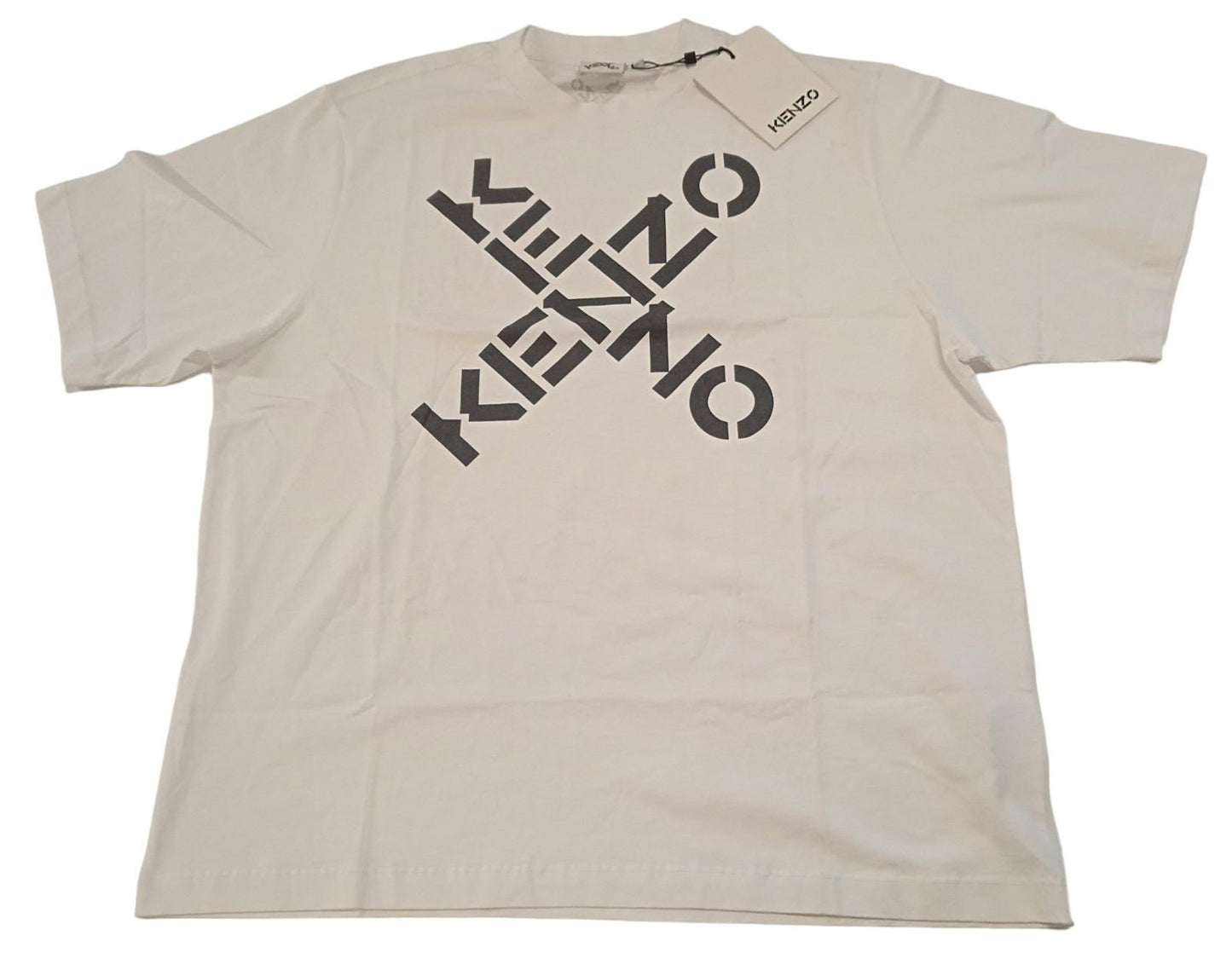 KENZO Sport Oversized T-Shirt X Logo Cotton Short Sleeve White L NEW RRP110