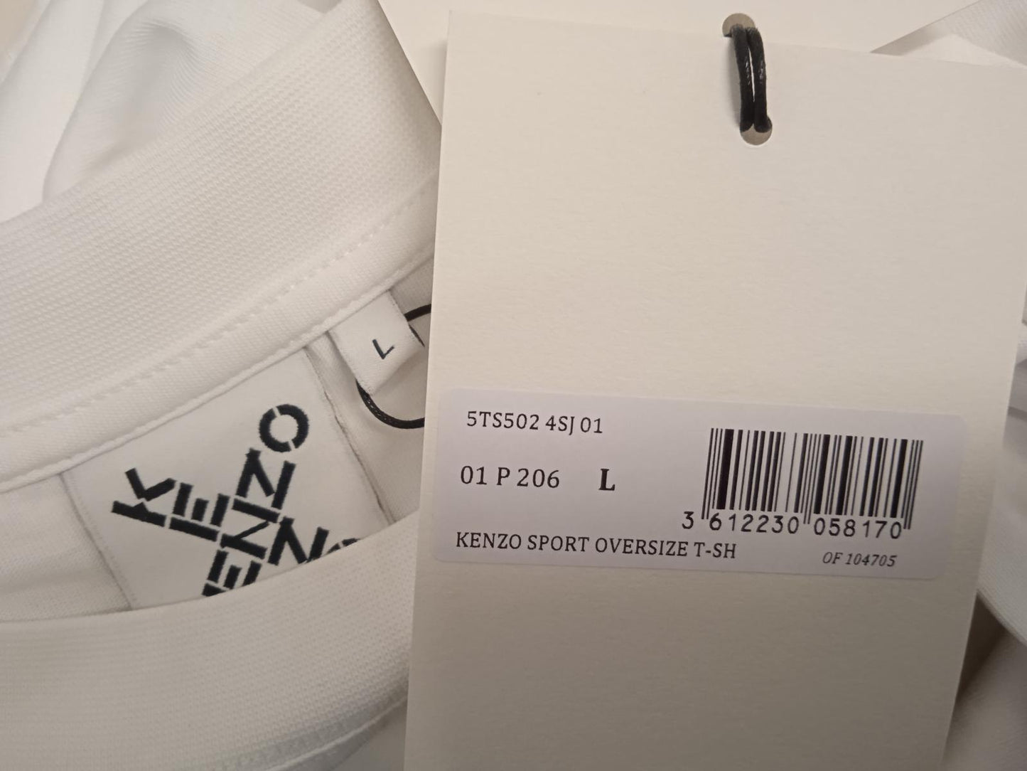 KENZO Sport Oversized T-Shirt X Logo Cotton Short Sleeve White L NEW RRP110