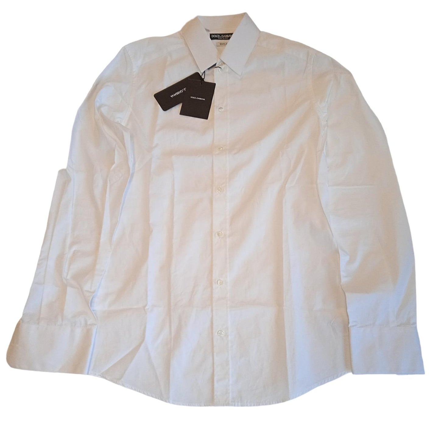 DOLCE & GABBANA Classic Gold Fit Shirt Cotton Long Sleeve White 39 NEW RRP285