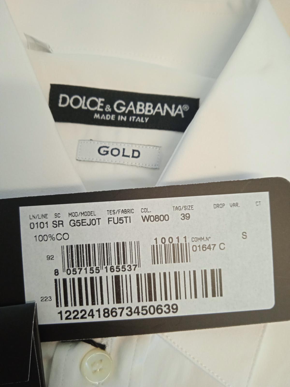 DOLCE & GABBANA Classic Gold Fit Shirt Cotton Long Sleeve White 39 NEW RRP285