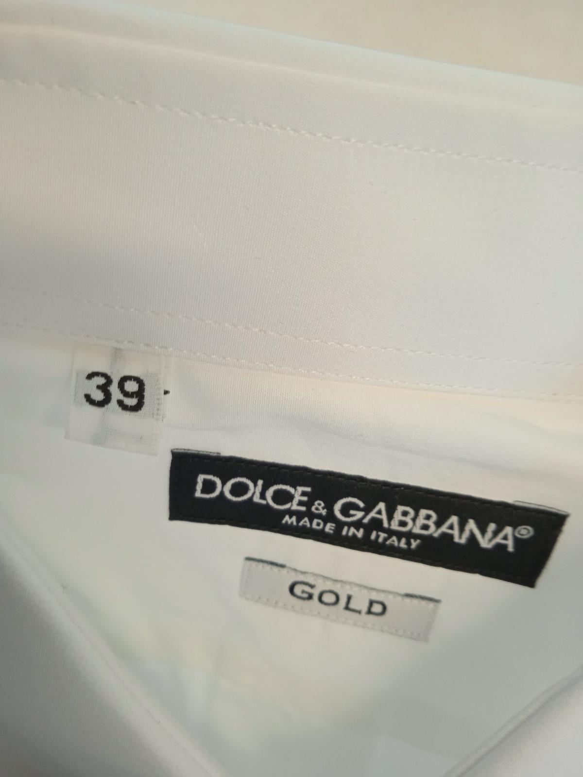 DOLCE & GABBANA Classic Gold Fit Shirt Cotton Long Sleeve White 39 NEW RRP285