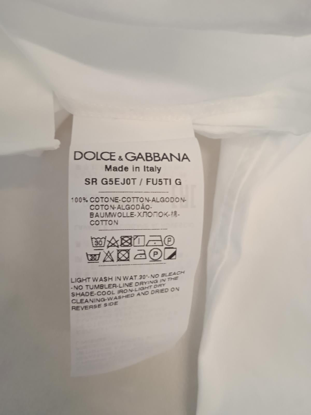 DOLCE & GABBANA Classic Gold Fit Shirt Cotton Long Sleeve White 39 NEW RRP285