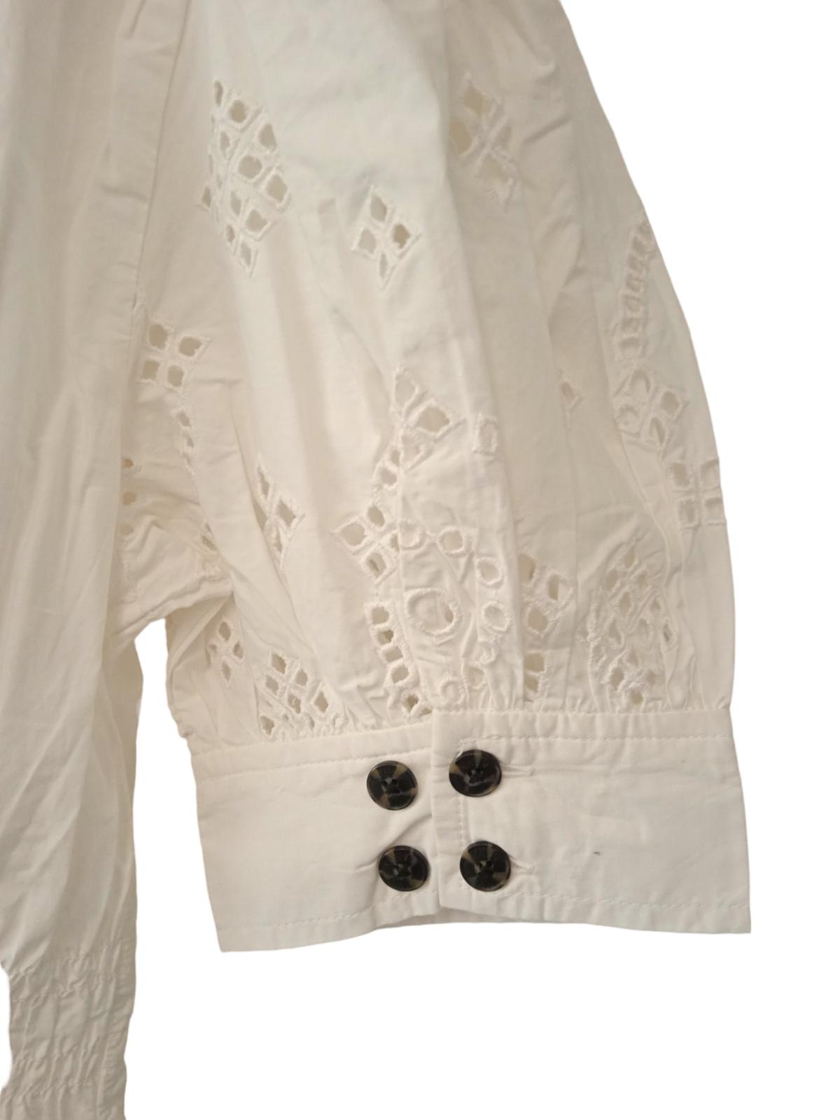 GANNI White Cotton Short Sleeve Perforated Midi Dress EU38 UK10 RRP265 NEW