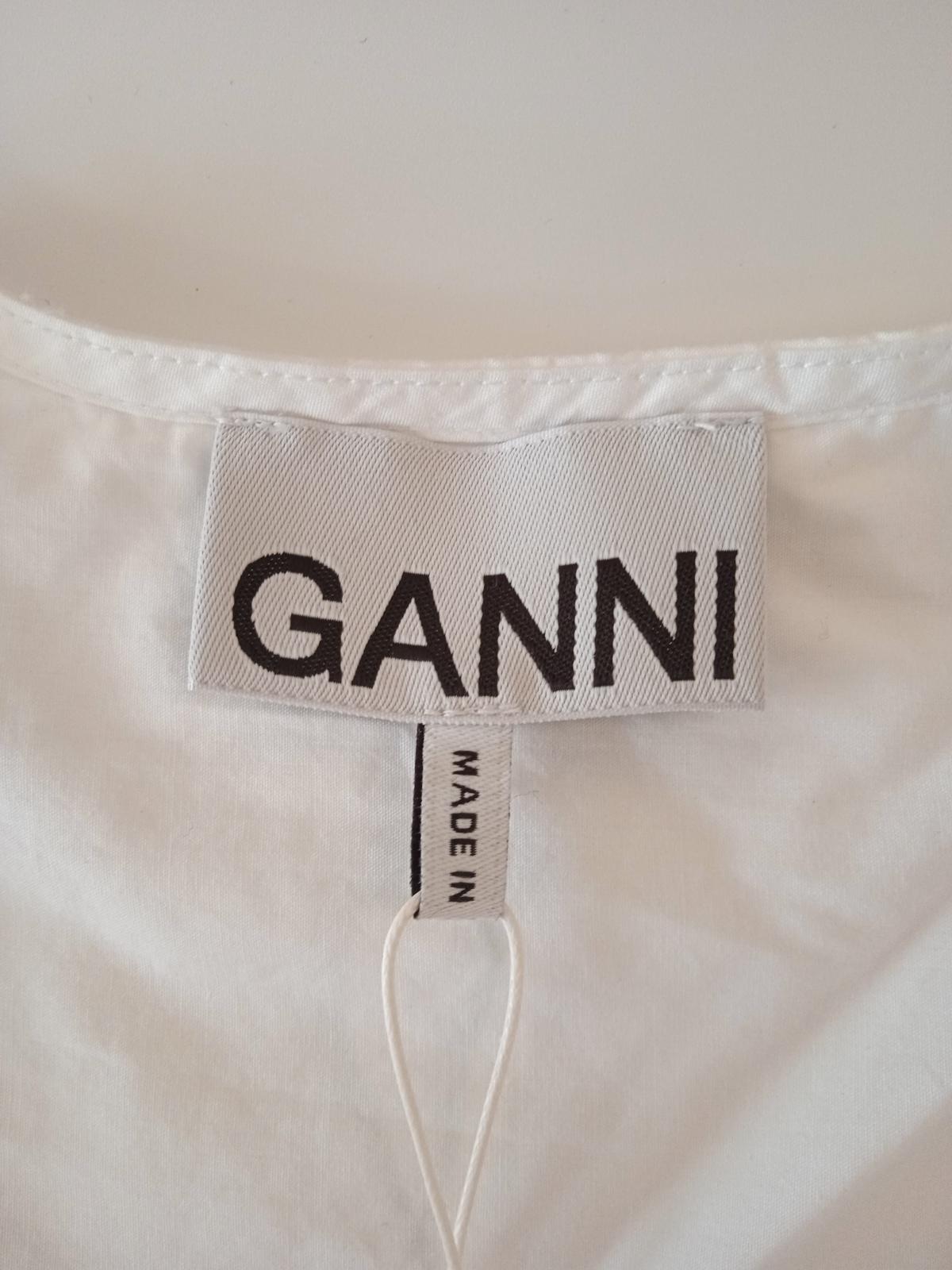 GANNI White Cotton Short Sleeve Perforated Midi Dress EU38 UK10 RRP265 NEW