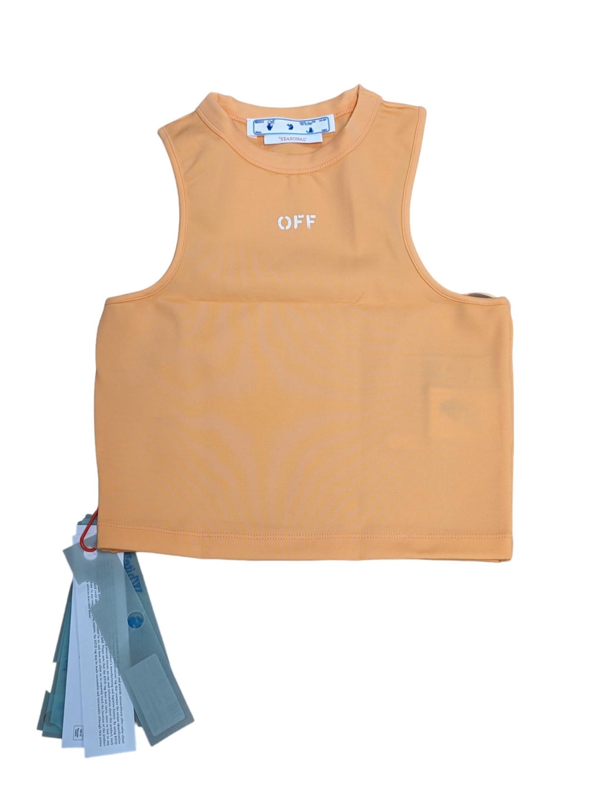 OFF-WHITE Orange Vest Rowing Top Tank Crew Front Logo Jersey UK12 NEW RRP 360