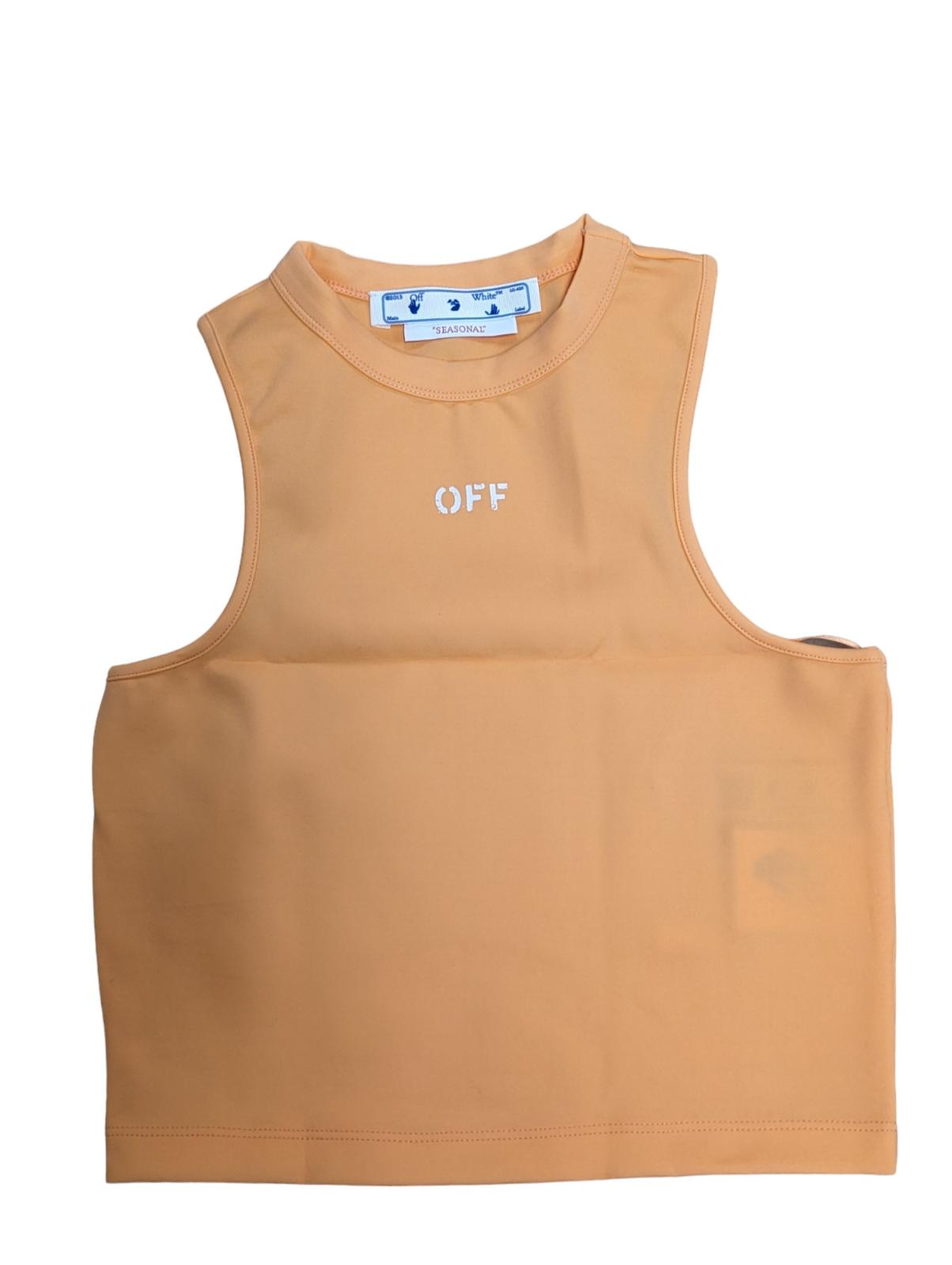 OFF-WHITE Orange Vest Rowing Top Tank Crew Front Logo Jersey UK12 NEW RRP 360