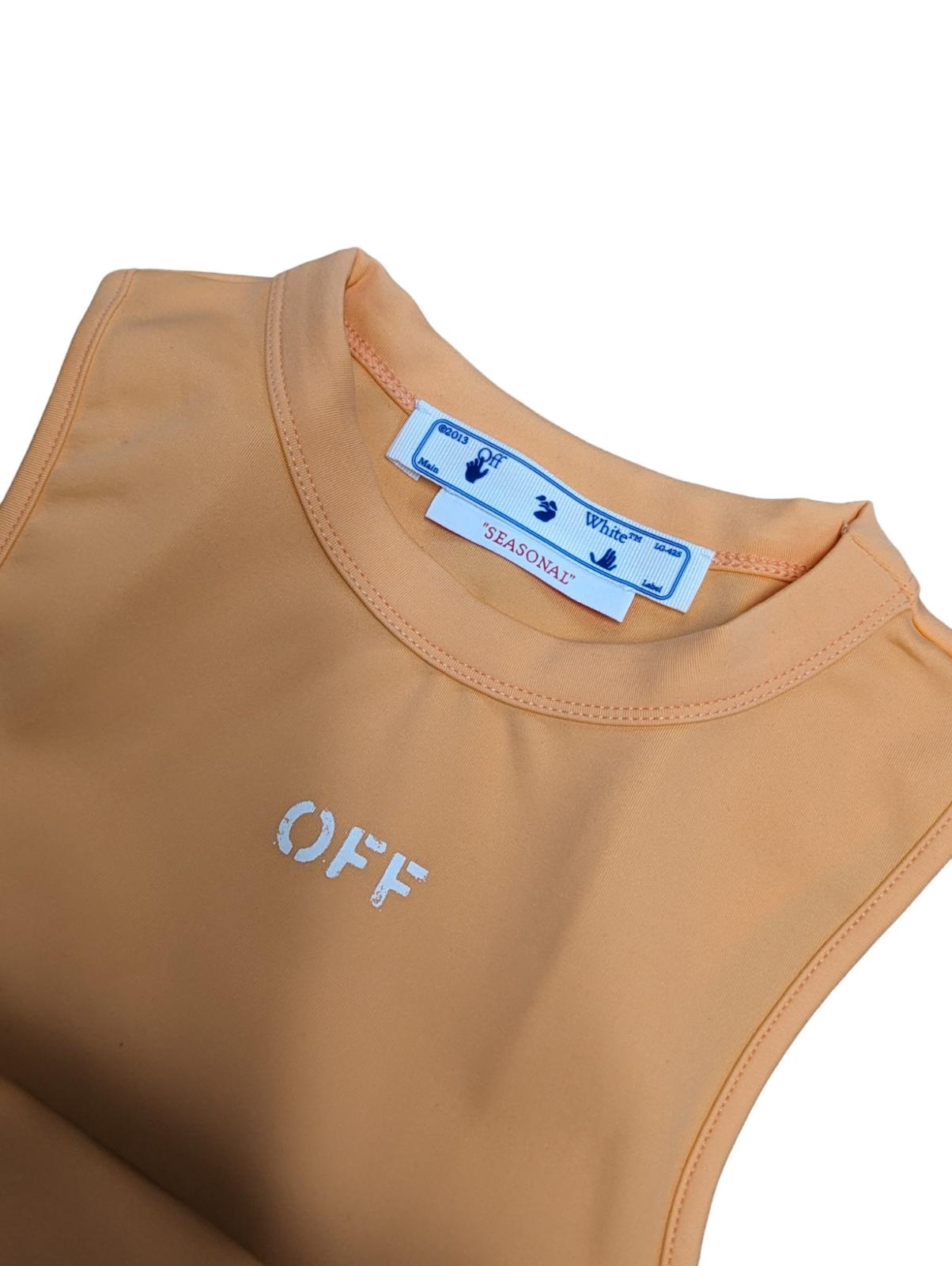 OFF-WHITE Orange Vest Rowing Top Tank Crew Front Logo Jersey UK12 NEW RRP 360