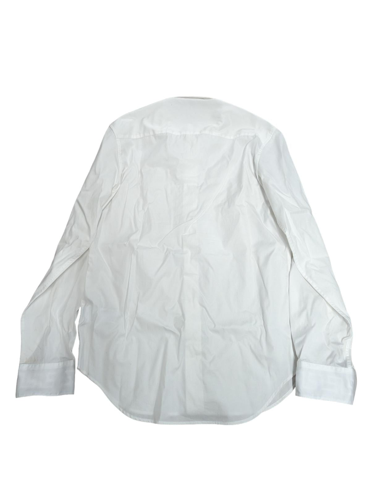 VERSACE White Shirts Grecca Logo Long Sleeve Shirt Colour Stripe M NEW RRP 450