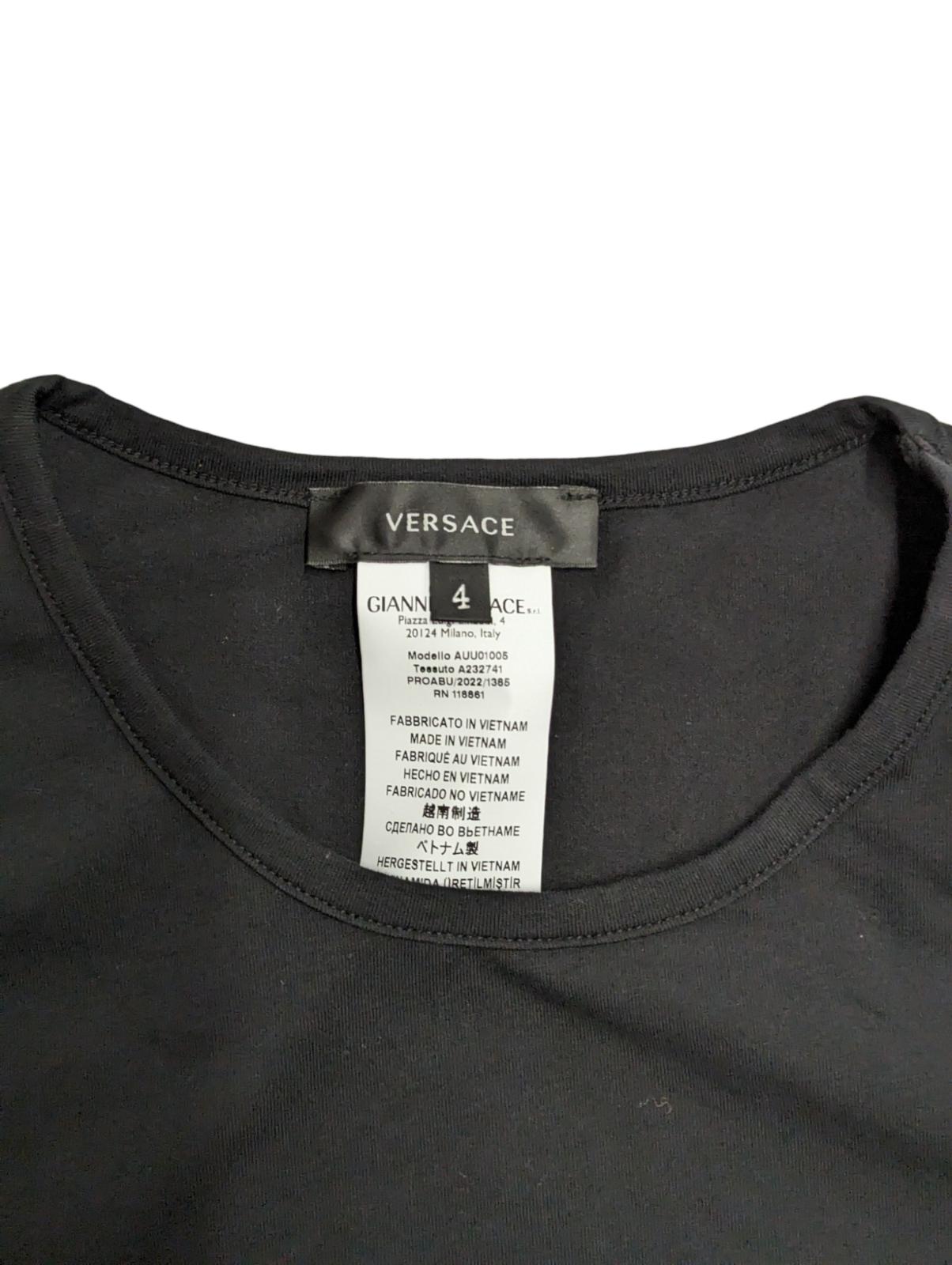 VERSACE Crew Tshirt Golden Mini Medusa Logo Chest Men's Black Tee M NEW RRP 75