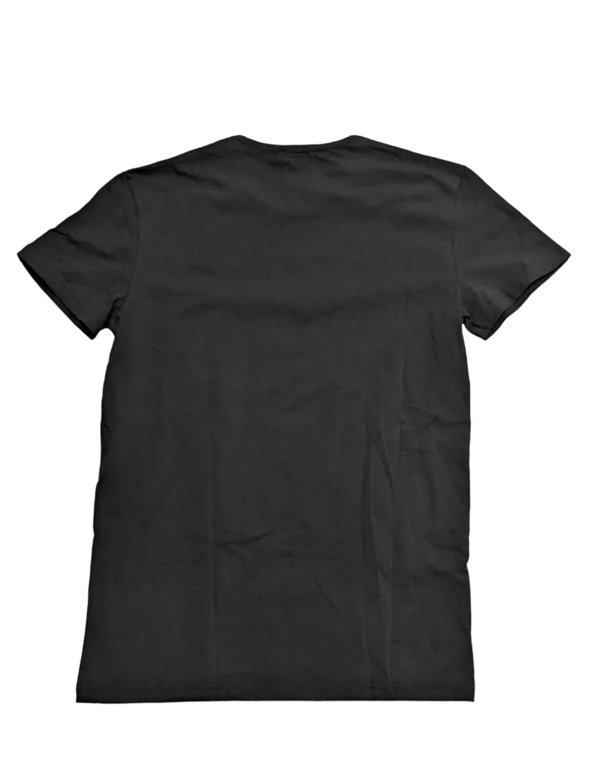 VERSACE Crew Tshirt Golden Mini Medusa Logo Chest Men's Black Tee M NEW RRP 75