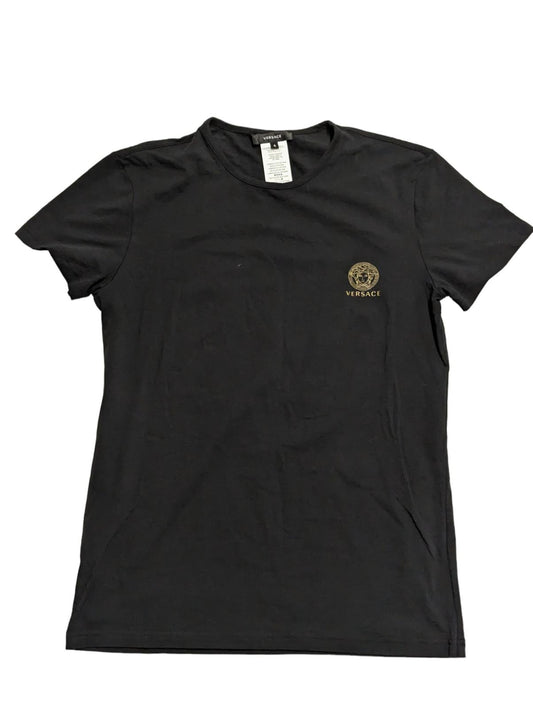 VERSACE Crew Tshirt Golden Mini Medusa Logo Men's Black Tee M NEW RRP 75