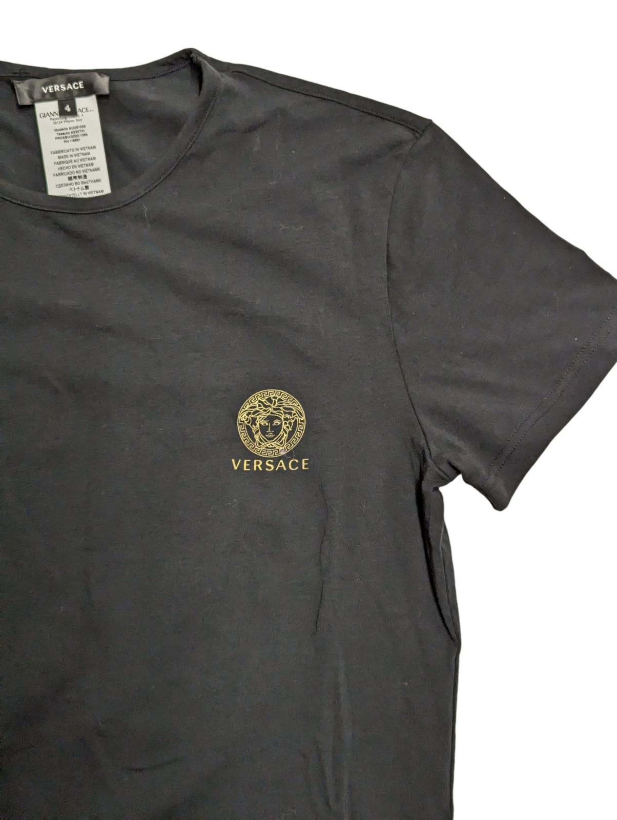 VERSACE Crew Tshirt Golden Mini Medusa Logo Men's Black Tee M NEW RRP 75