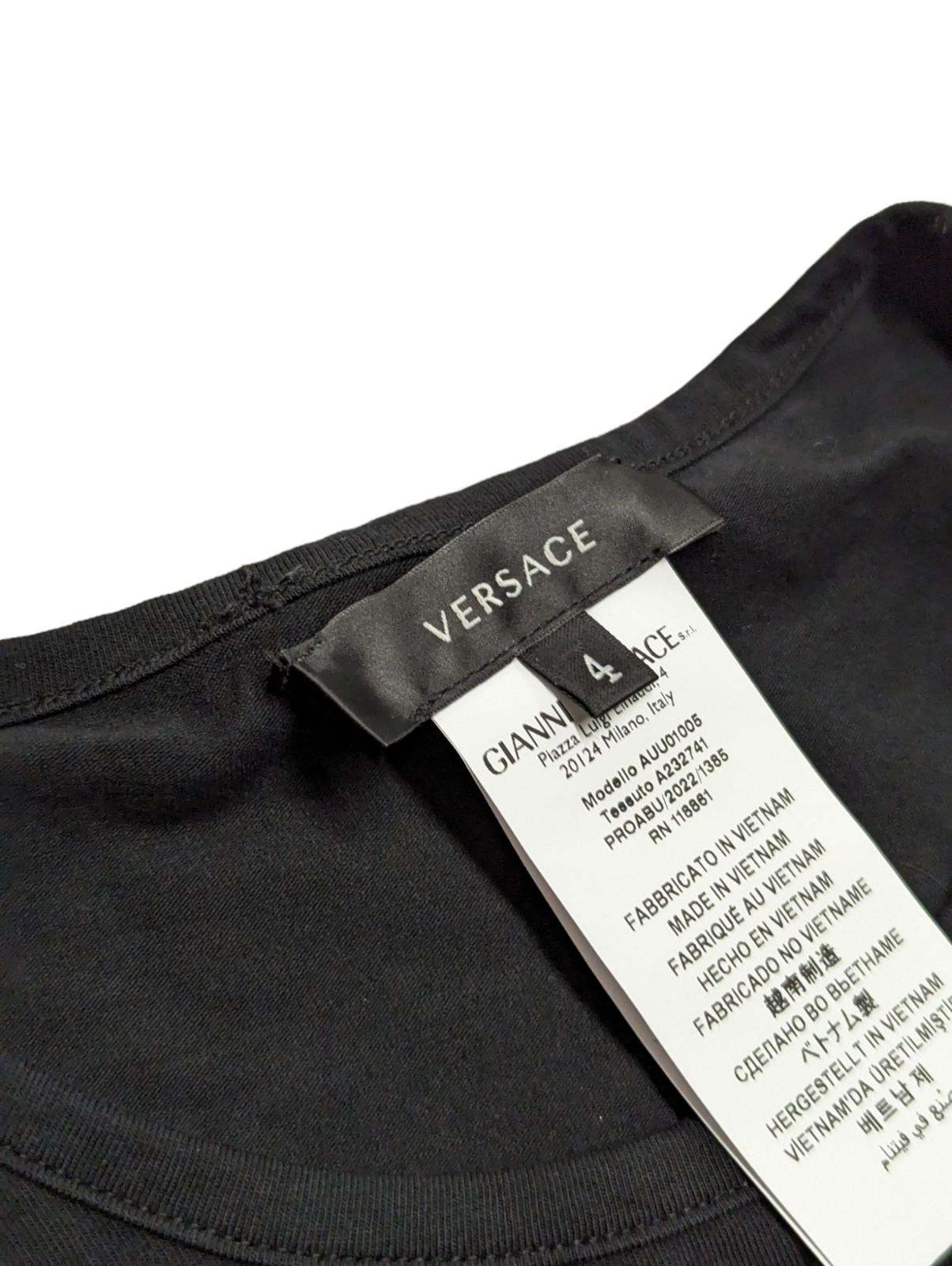 VERSACE Crew Tshirt Golden Mini Medusa Logo Men's Black Tee M NEW RRP 75