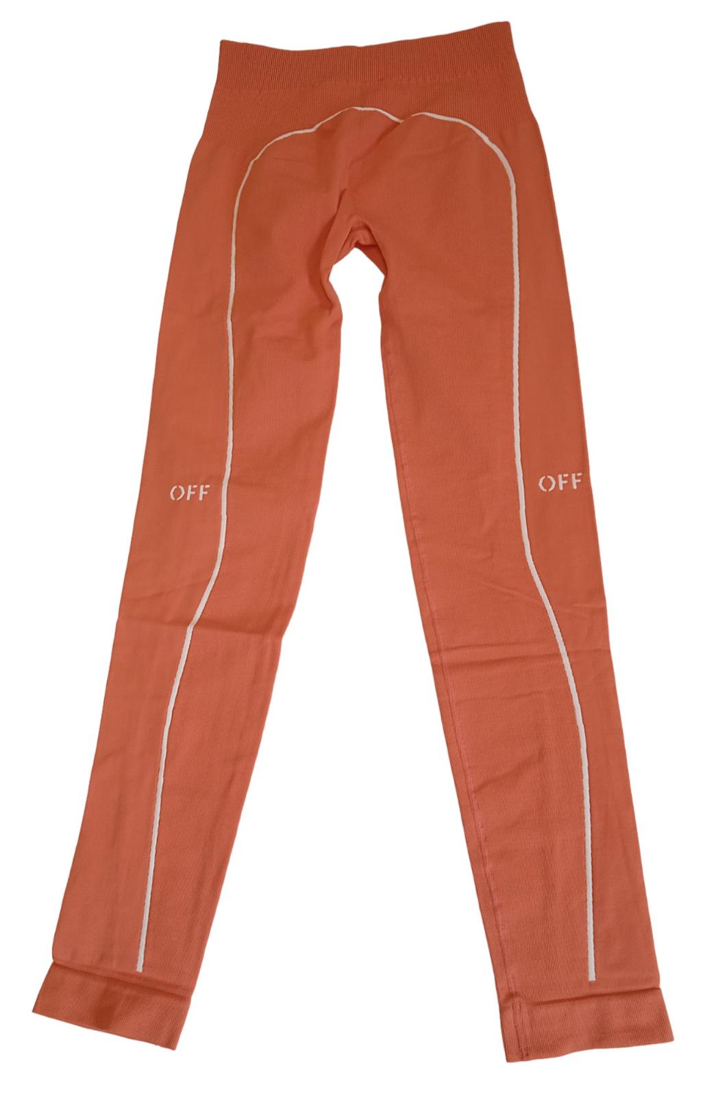 OFF-WHITE Athletic Off Stamp Seamless Leggings Coral Orange/White S/M NEW RRP165