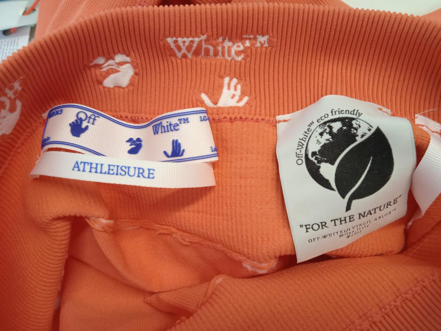 OFF-WHITE Athletic Off Stamp Seamless Leggings Coral Orange/White S/M NEW RRP165