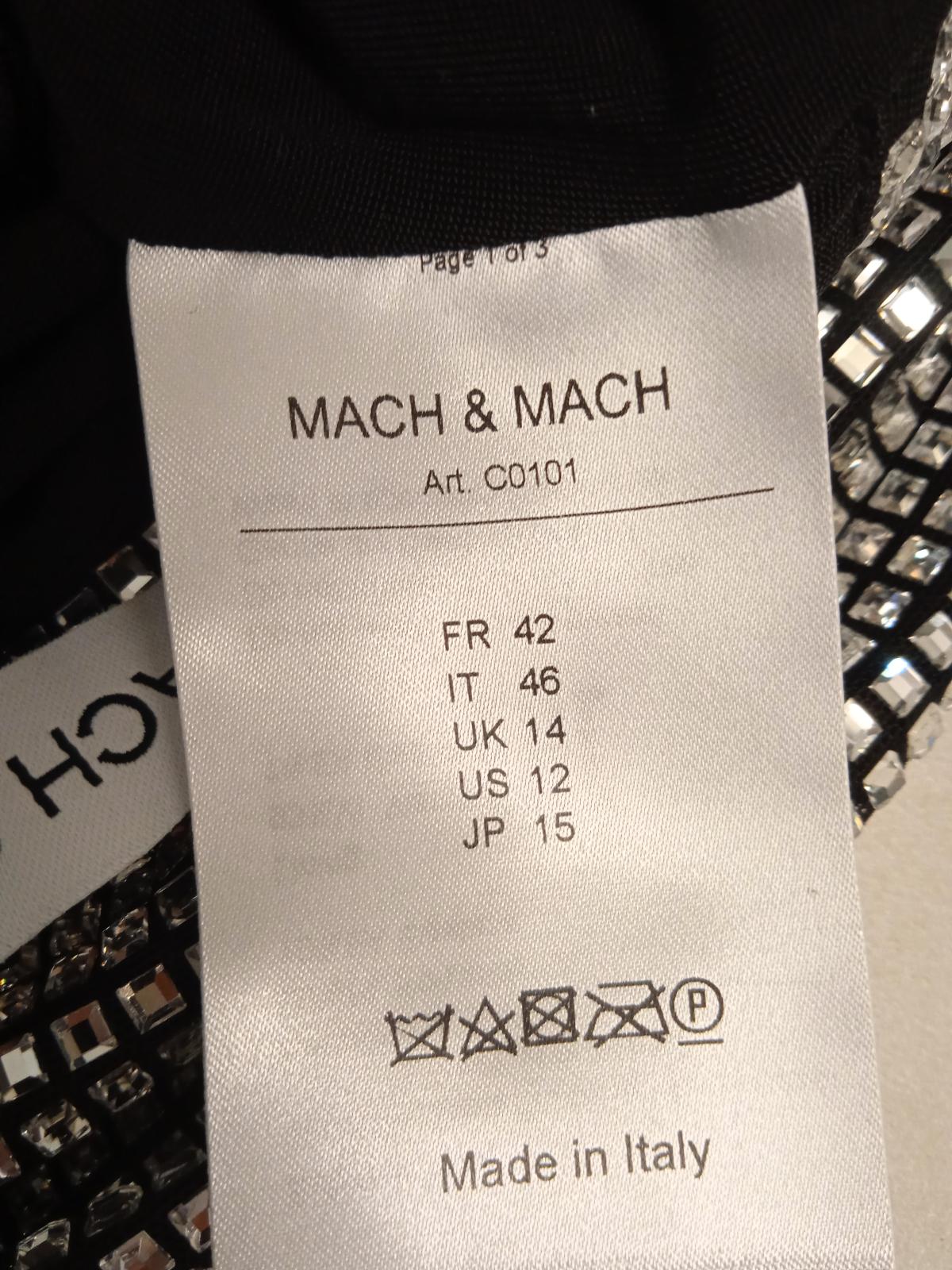 MACH & MACH Crystal Mesh Mini Dress Bow Cowl Neck Silver FR42 UK14 NEW RRP1525