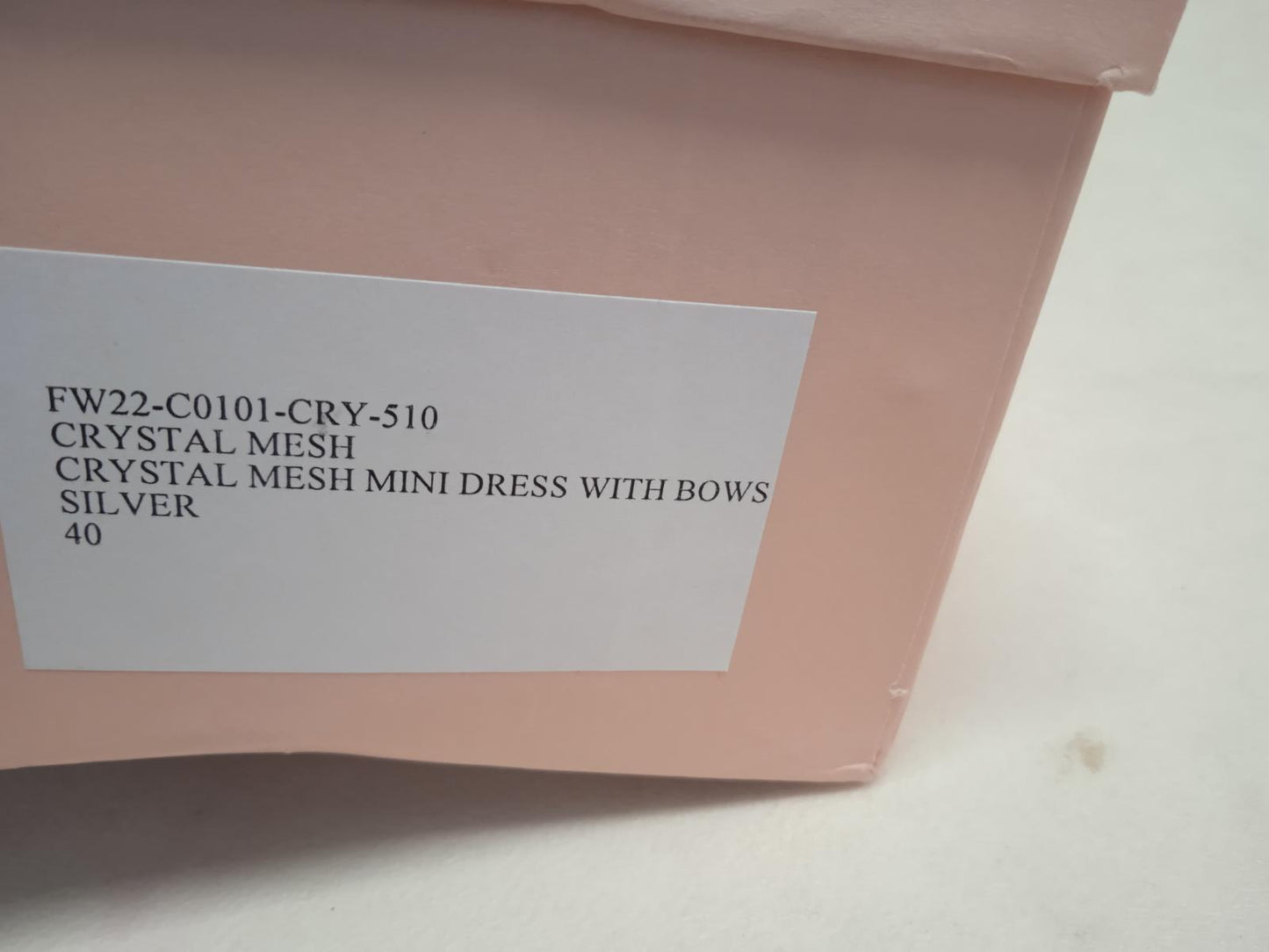 MACH & MACH Crystal Mesh Mini Dress Bow Cowl Neck Silver FR40 UK12 NEW RRP1525