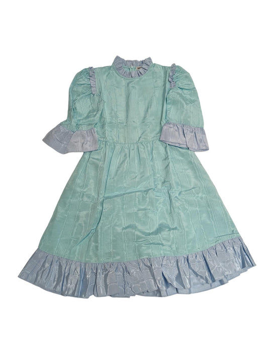 BATSHEVA Blue Mini Dress Spring Prairie Ruffle Short Sleeve Hem UK 6 NEW RRP 375