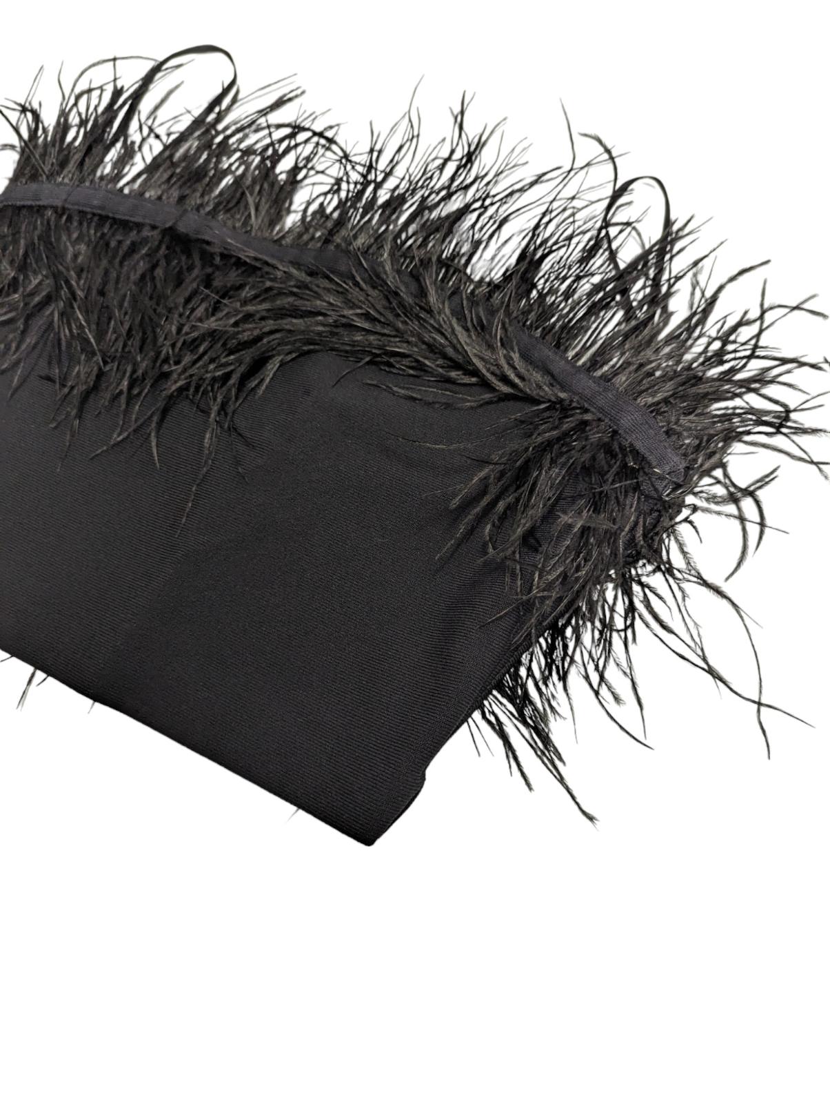 STAUD Black Crop Top Nellie Strapless Feather Trimmed Black Size S NEW RRP 175